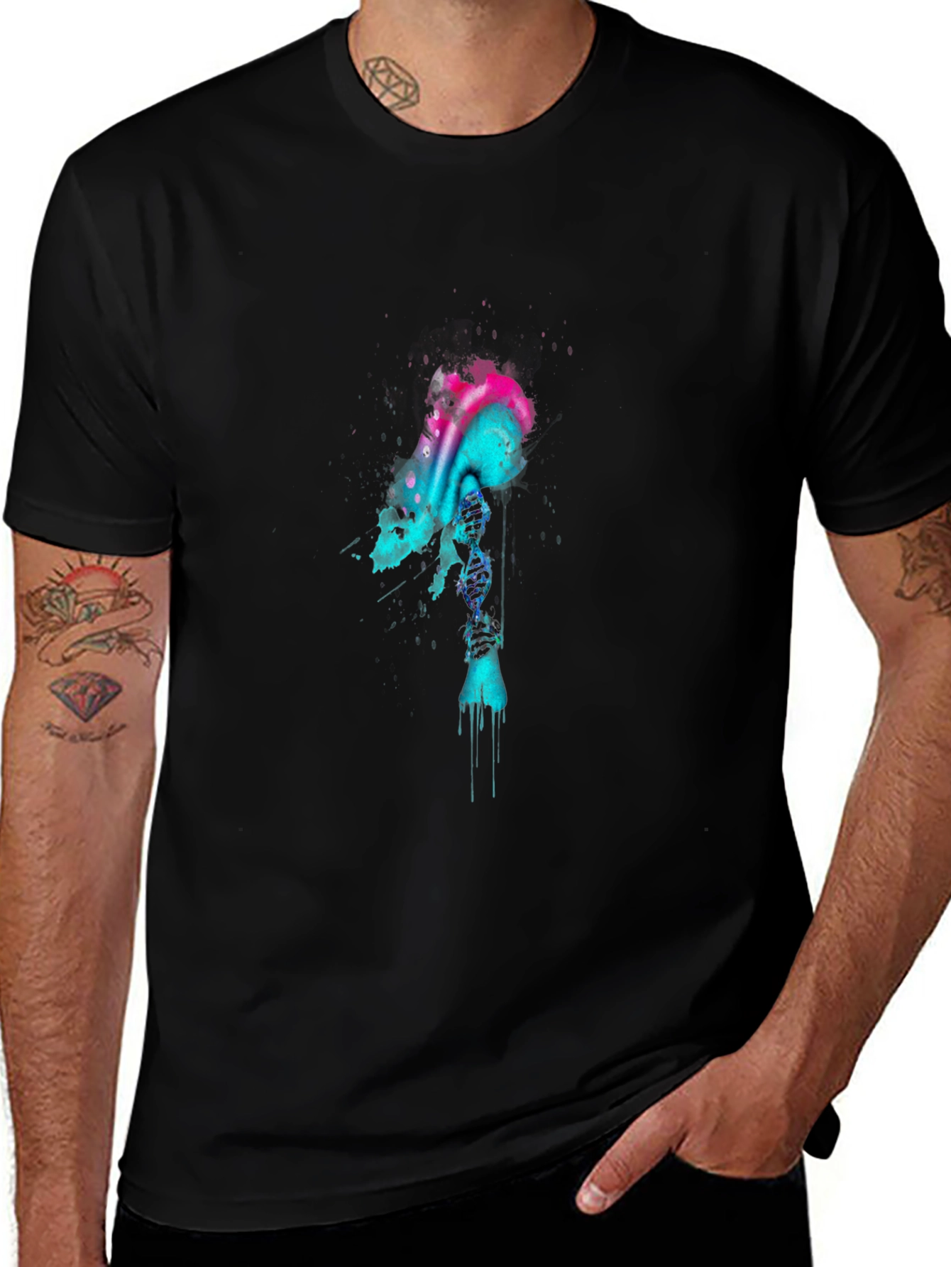 Abstract Skull Graphic T-Shirt - Mens Black Tee