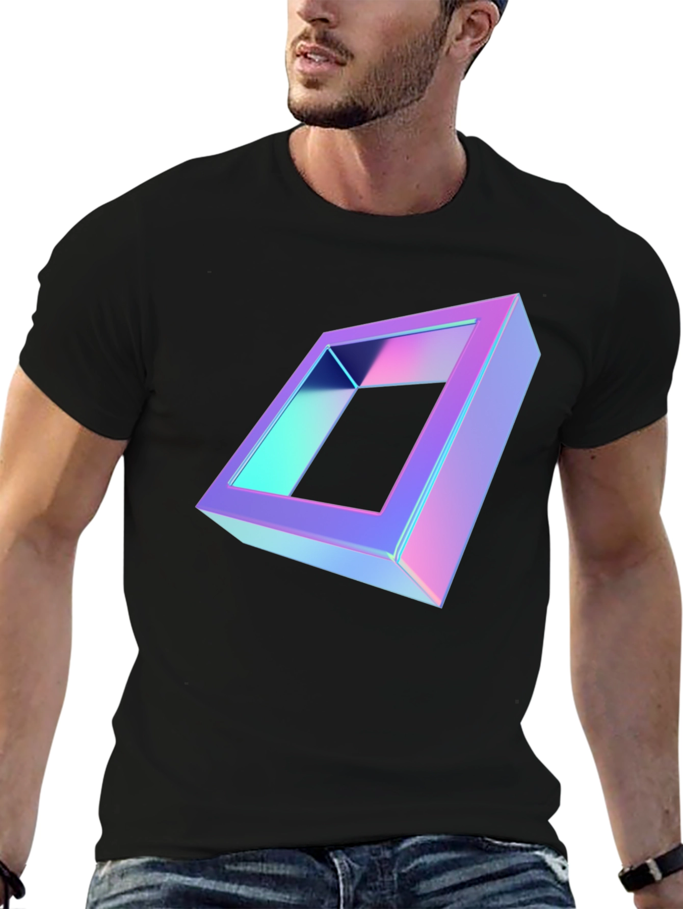 Geometric Illusion Black T-Shirt