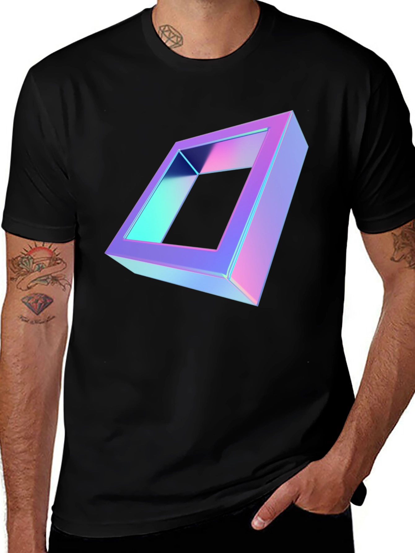 Geometric Illusion Black T-Shirt