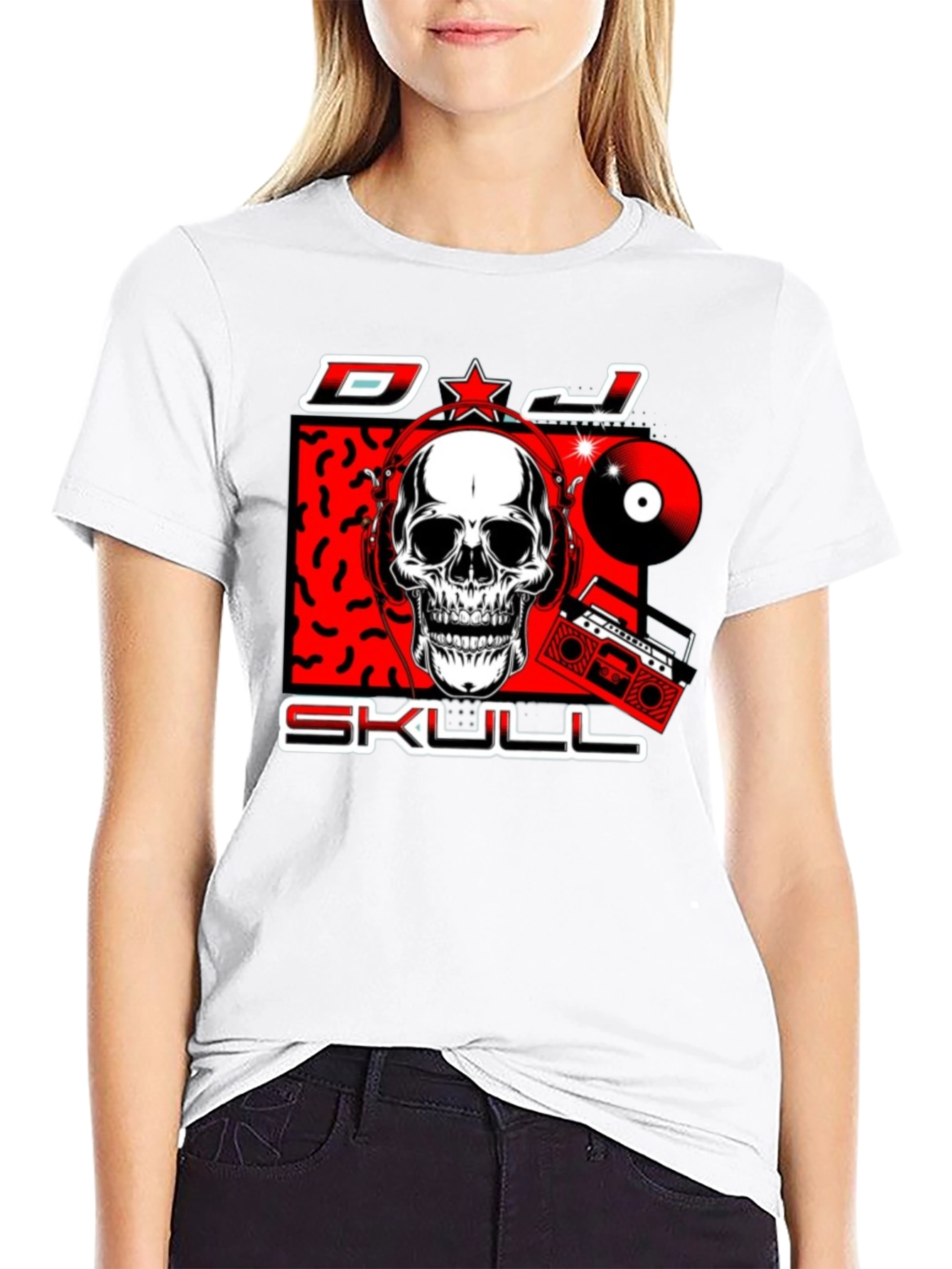 DJ Skull Graphic Print T-Shirt
