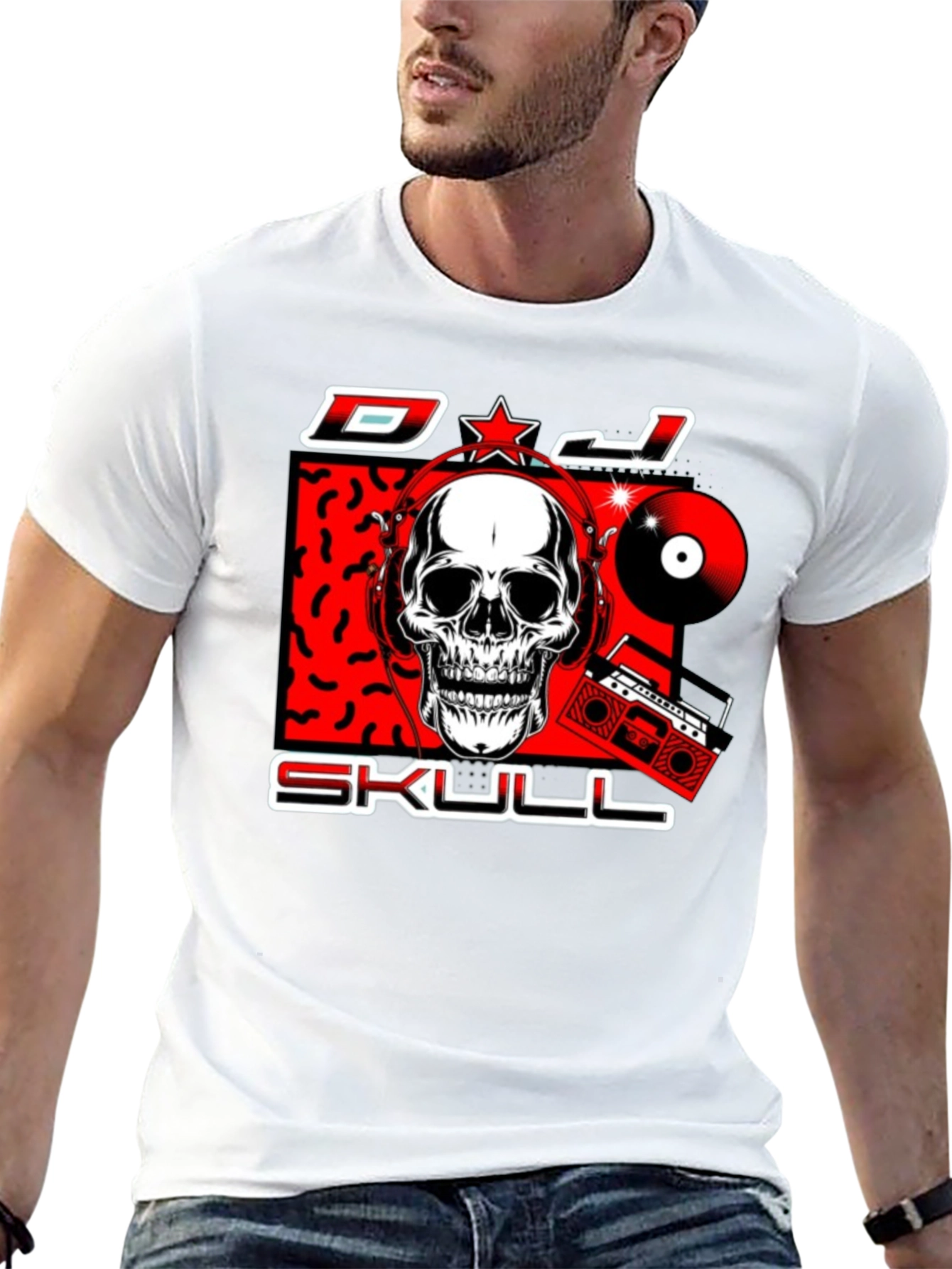 DJ Skull Graphic Print T-Shirt