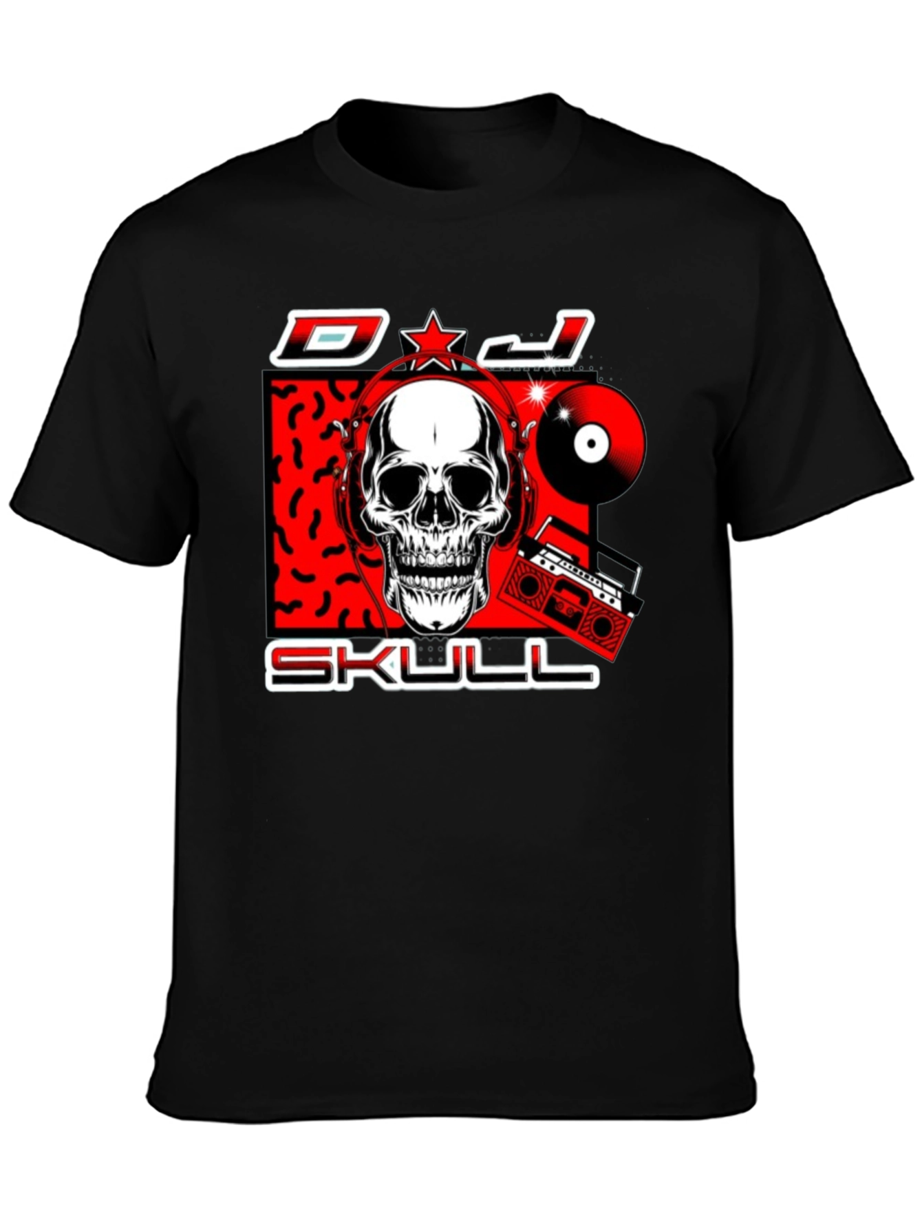 DJ Skull Graphic Print T-Shirt