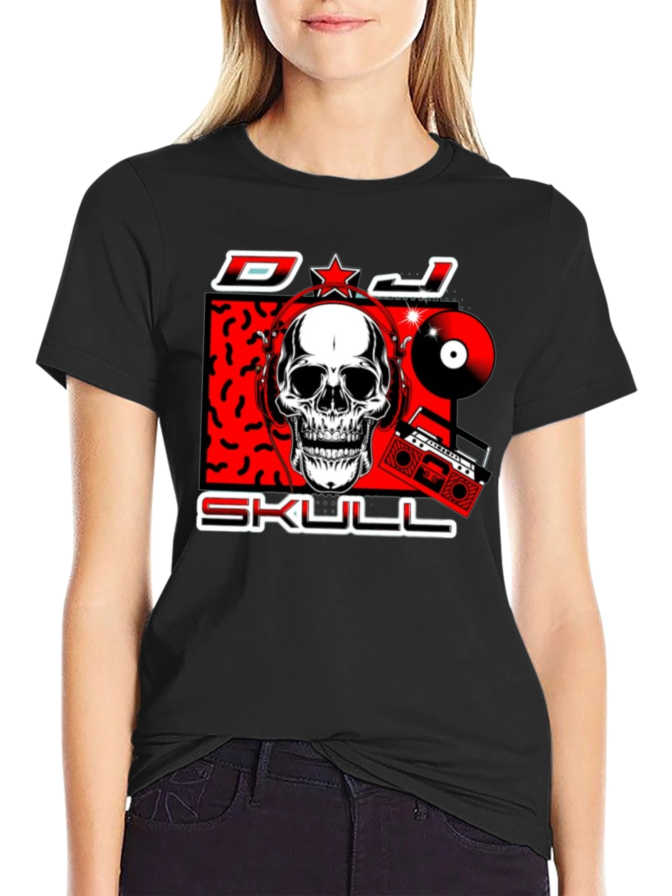 DJ Skull Graphic Print T-Shirt