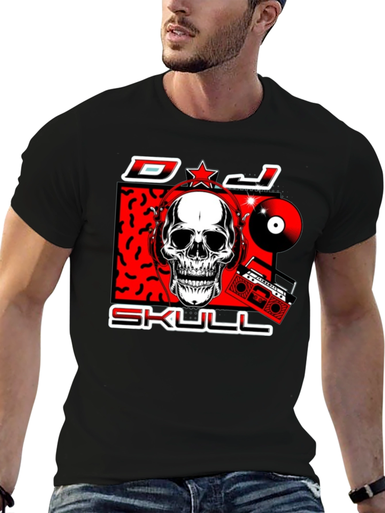 DJ Skull Graphic Print T-Shirt