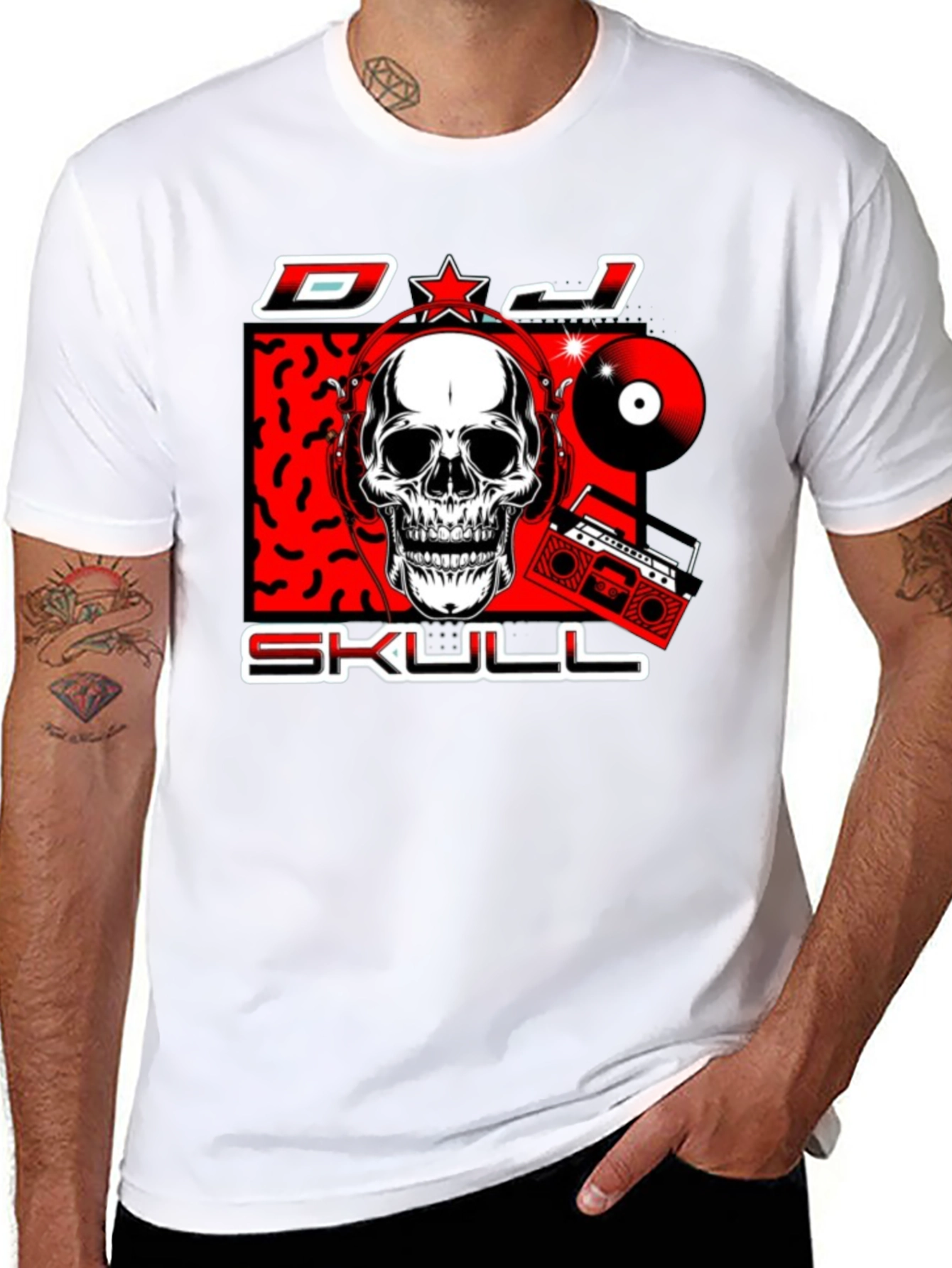 DJ Skull Graphic Print T-Shirt