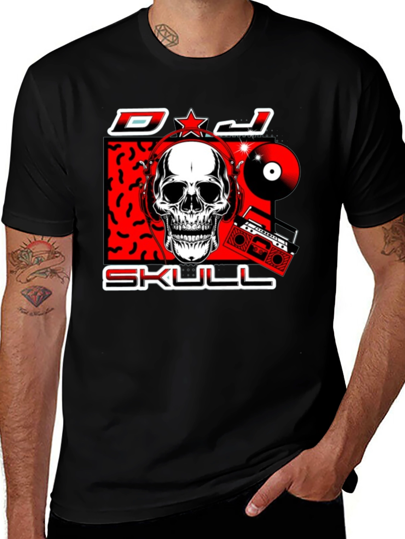 DJ Skull Graphic Print T-Shirt