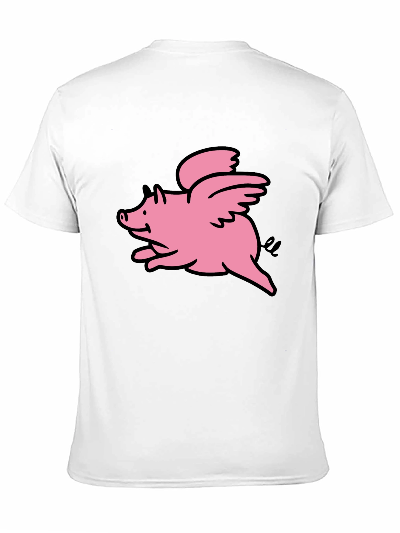 Flying Pig Graphic Tee - Black Cotton T-Shirt