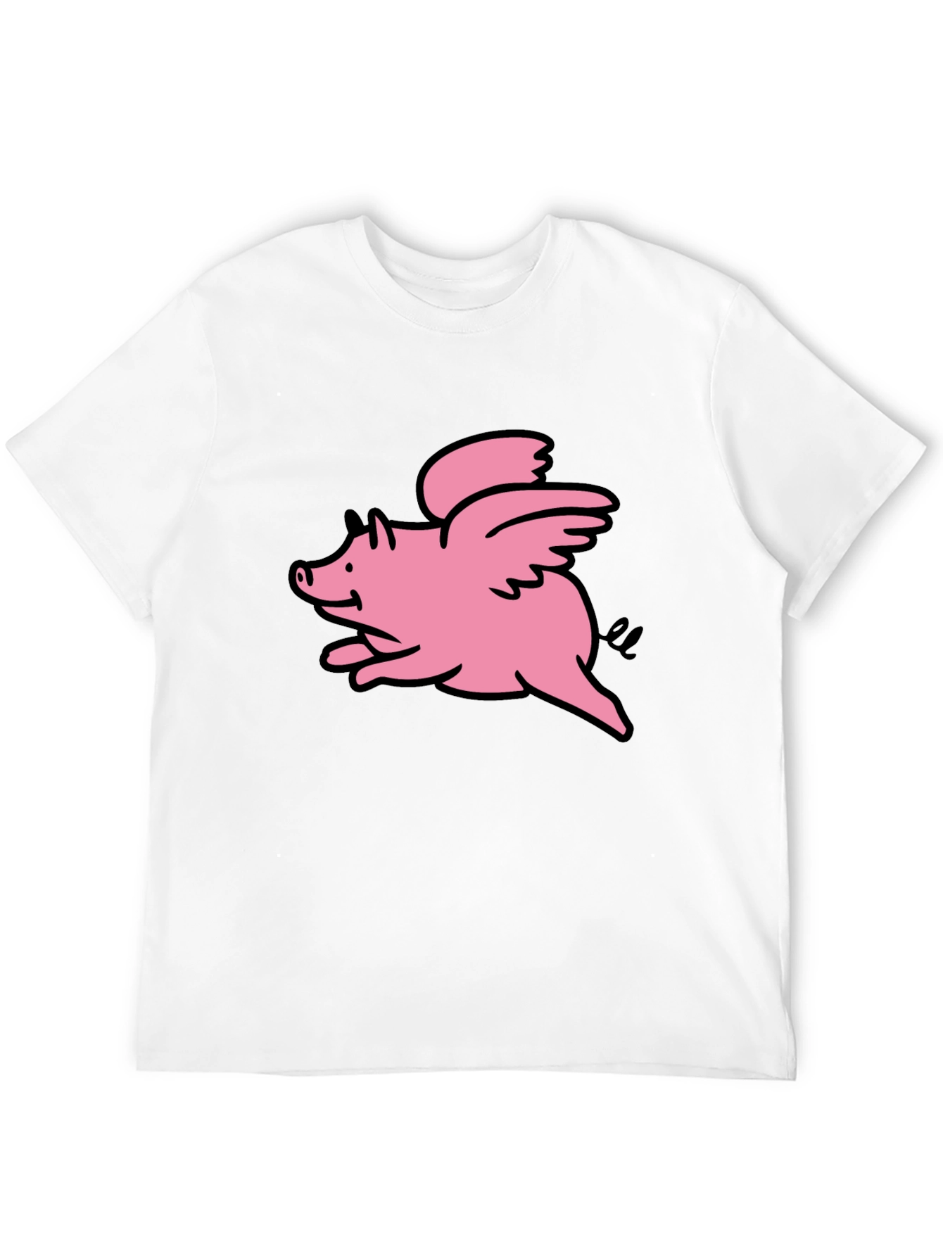 Flying Pig Graphic Tee - Black Cotton T-Shirt