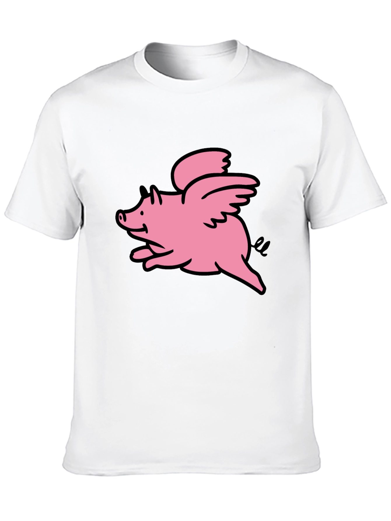 Flying Pig Graphic Tee - Black Cotton T-Shirt