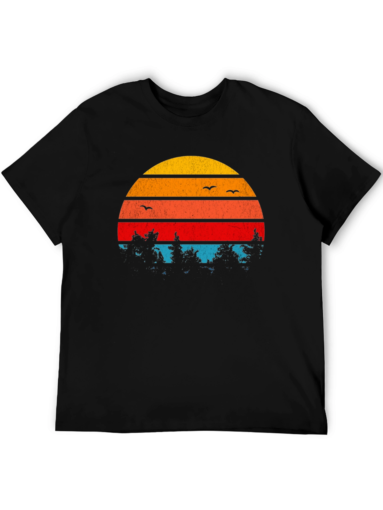 Retro Sunset Trees Graphic T-Shirt