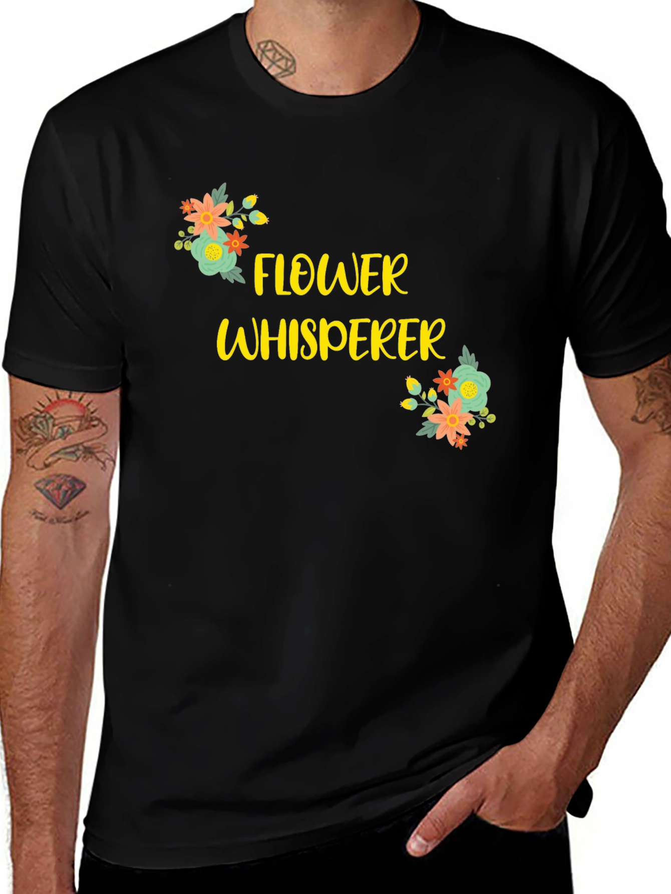 Flower Whisperer Graphic Tee - Black Cotton