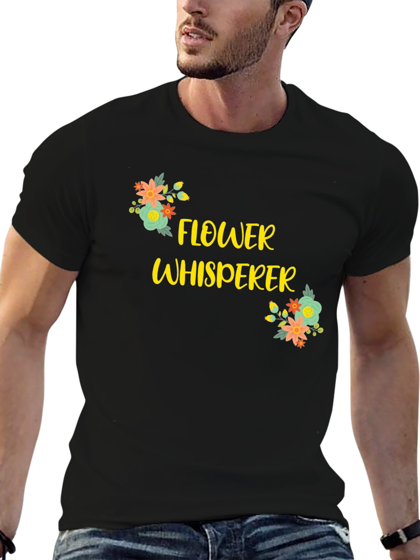 Flower Whisperer Graphic Tee - Black Cotton