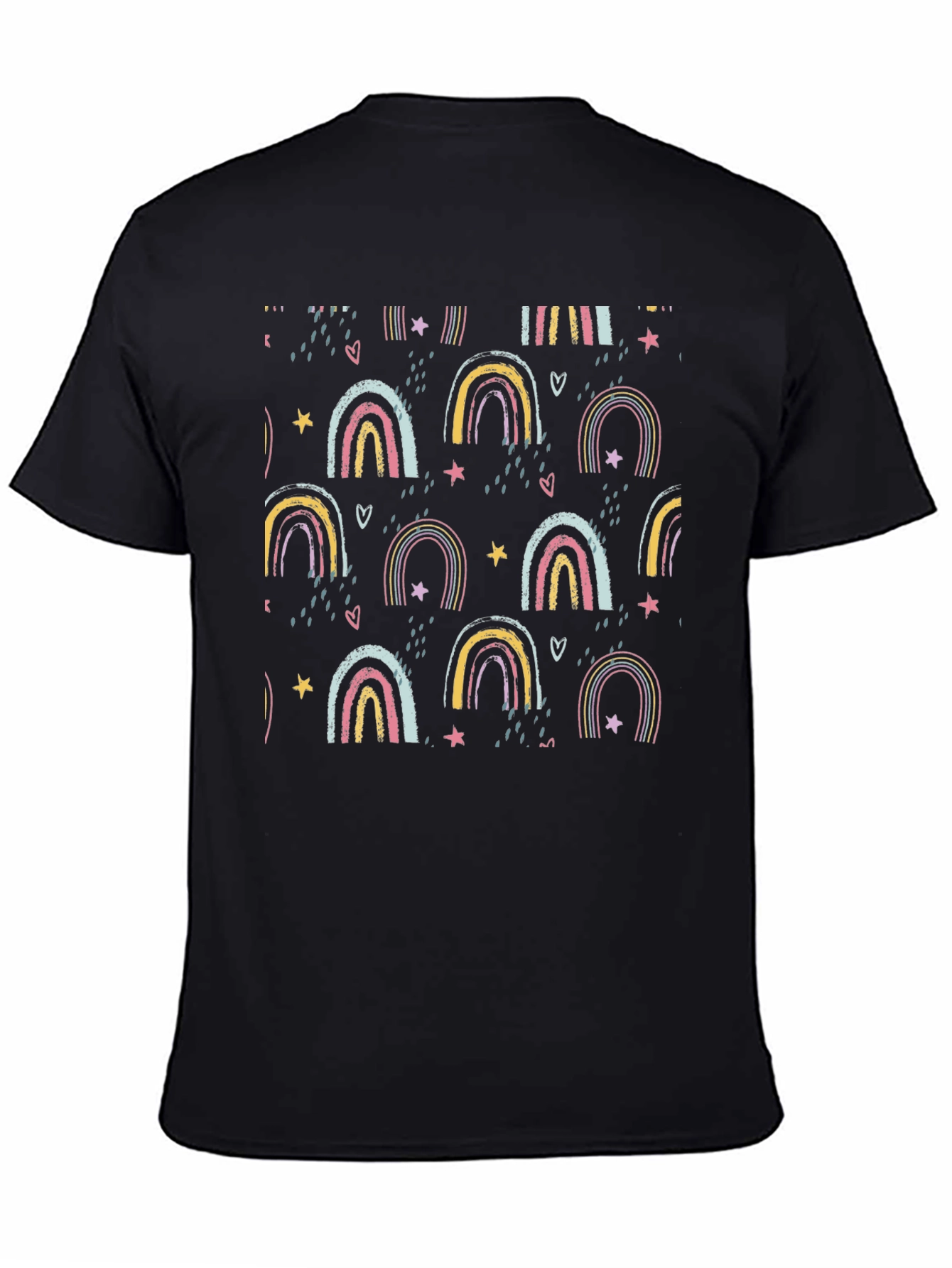 Rainbow Pattern Black T-Shirt