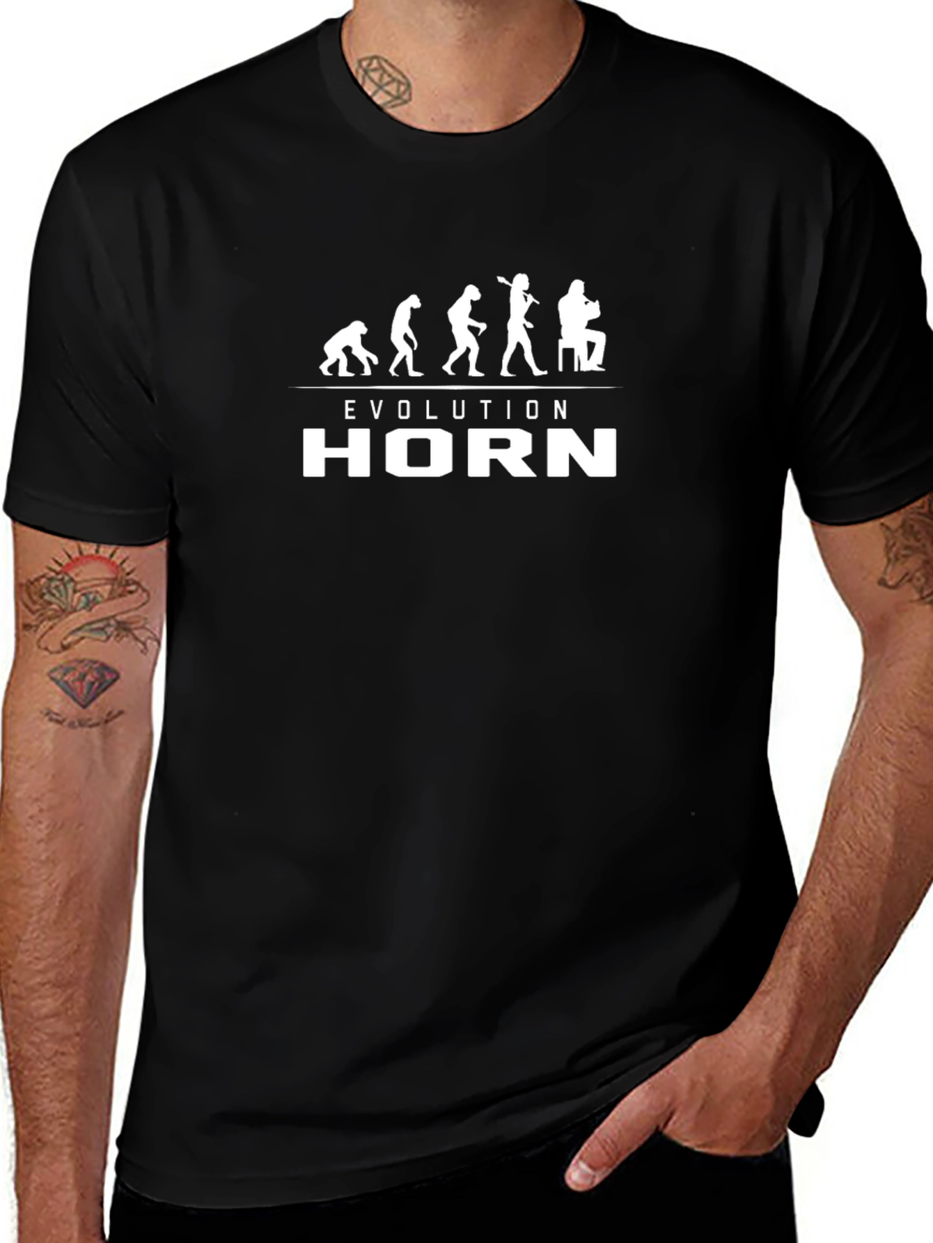 Evolution of Horn Player T-Shirt - Black