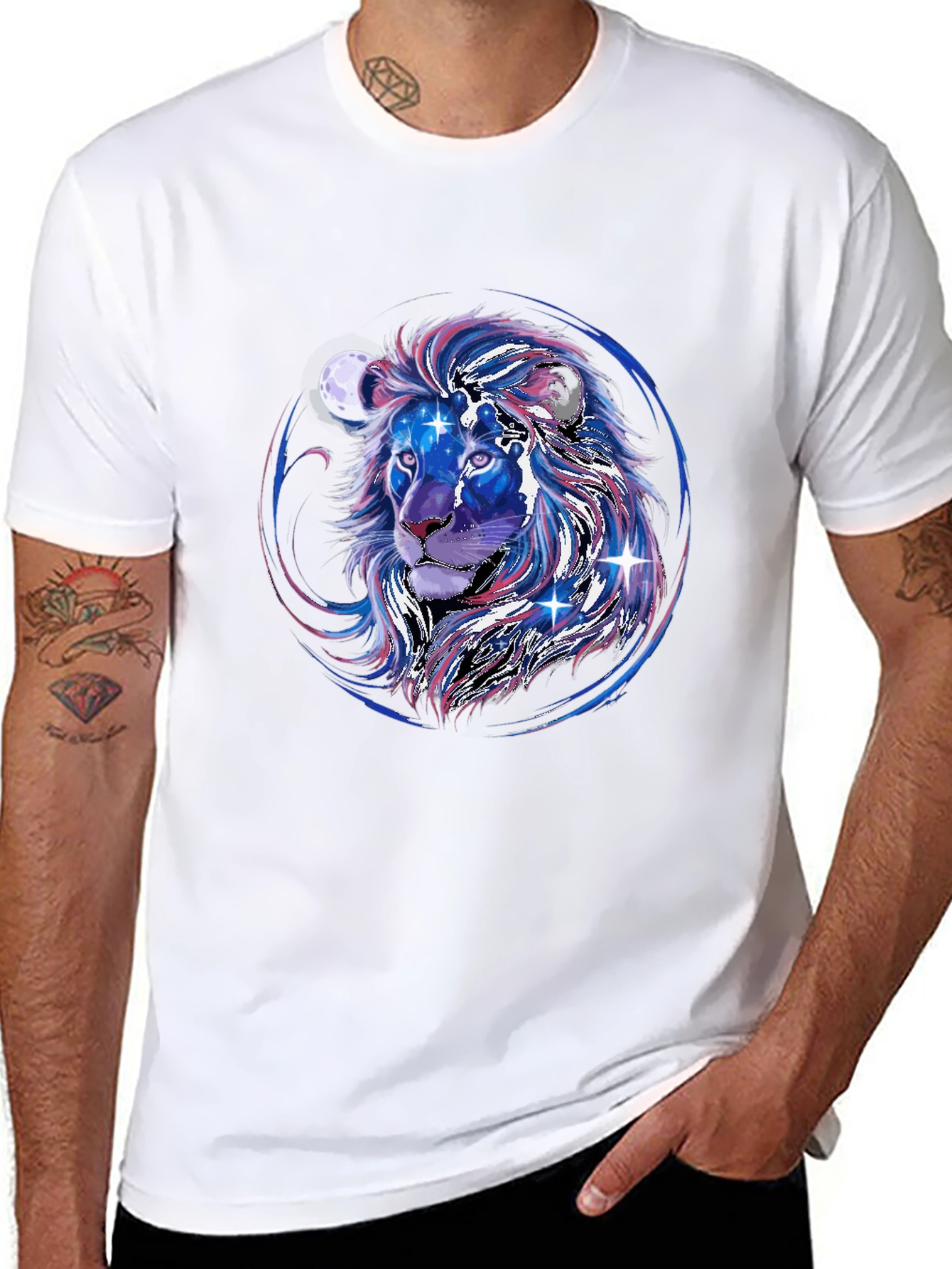 Cosmic Lion Graphic Tee - Black