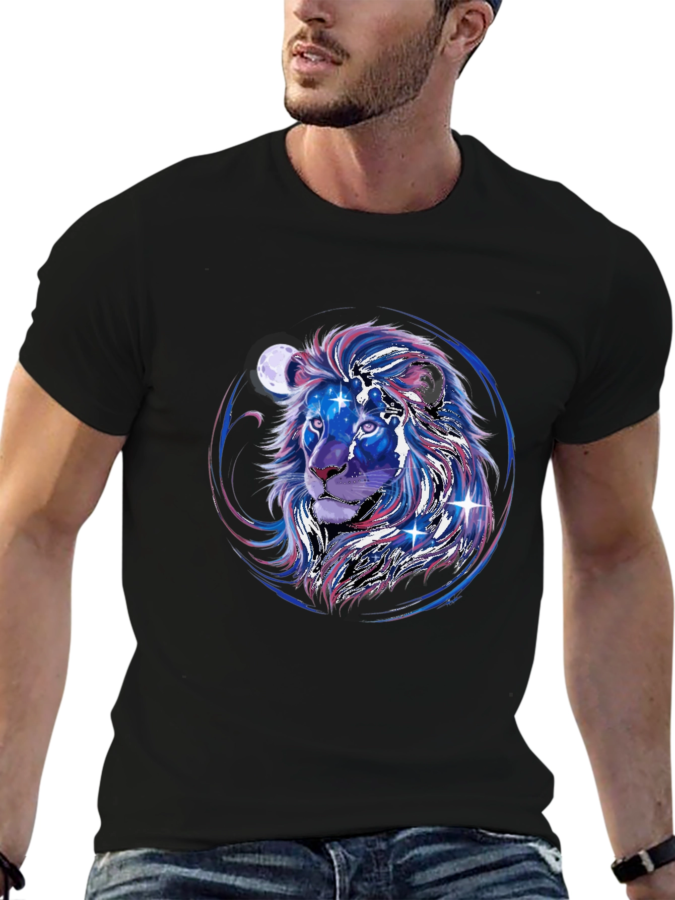 Cosmic Lion Graphic Tee - Black