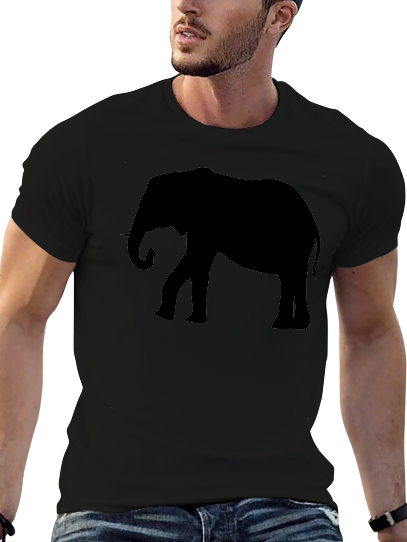Elephant Silhouette Black Graphic Tee
