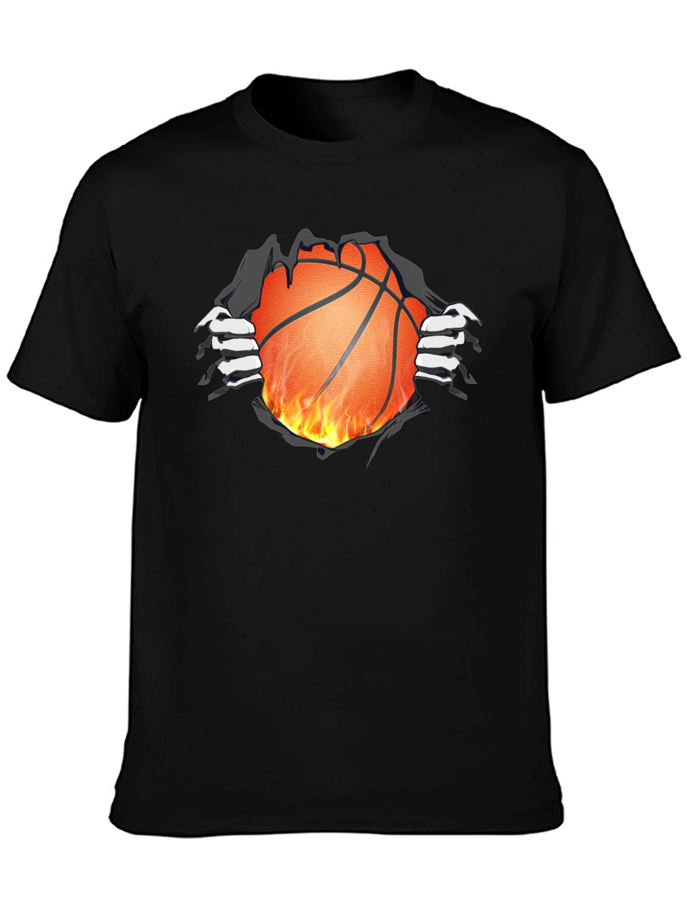 Fiery Basketball Graphic T-Shirt