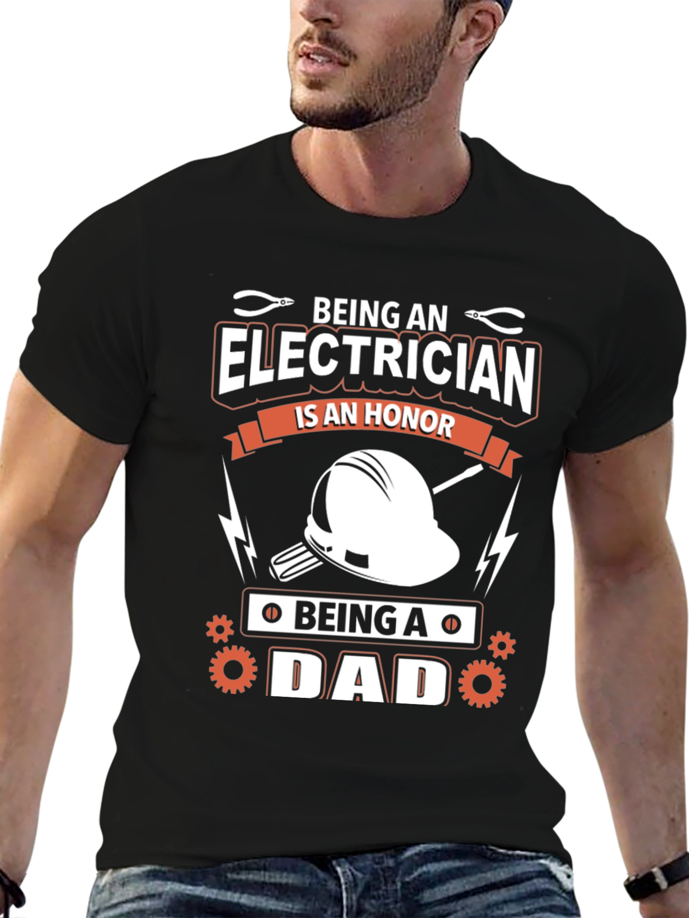 Electrician Dad Black T-Shirt