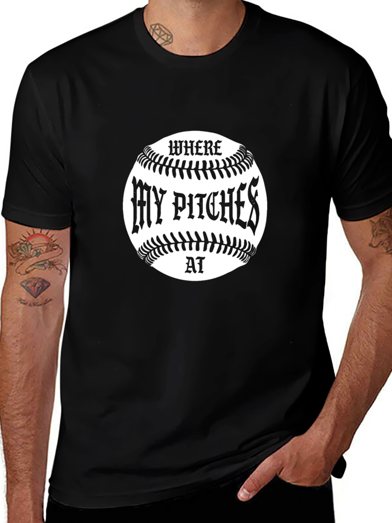 Where My Pitches At Baseball T-Shirt