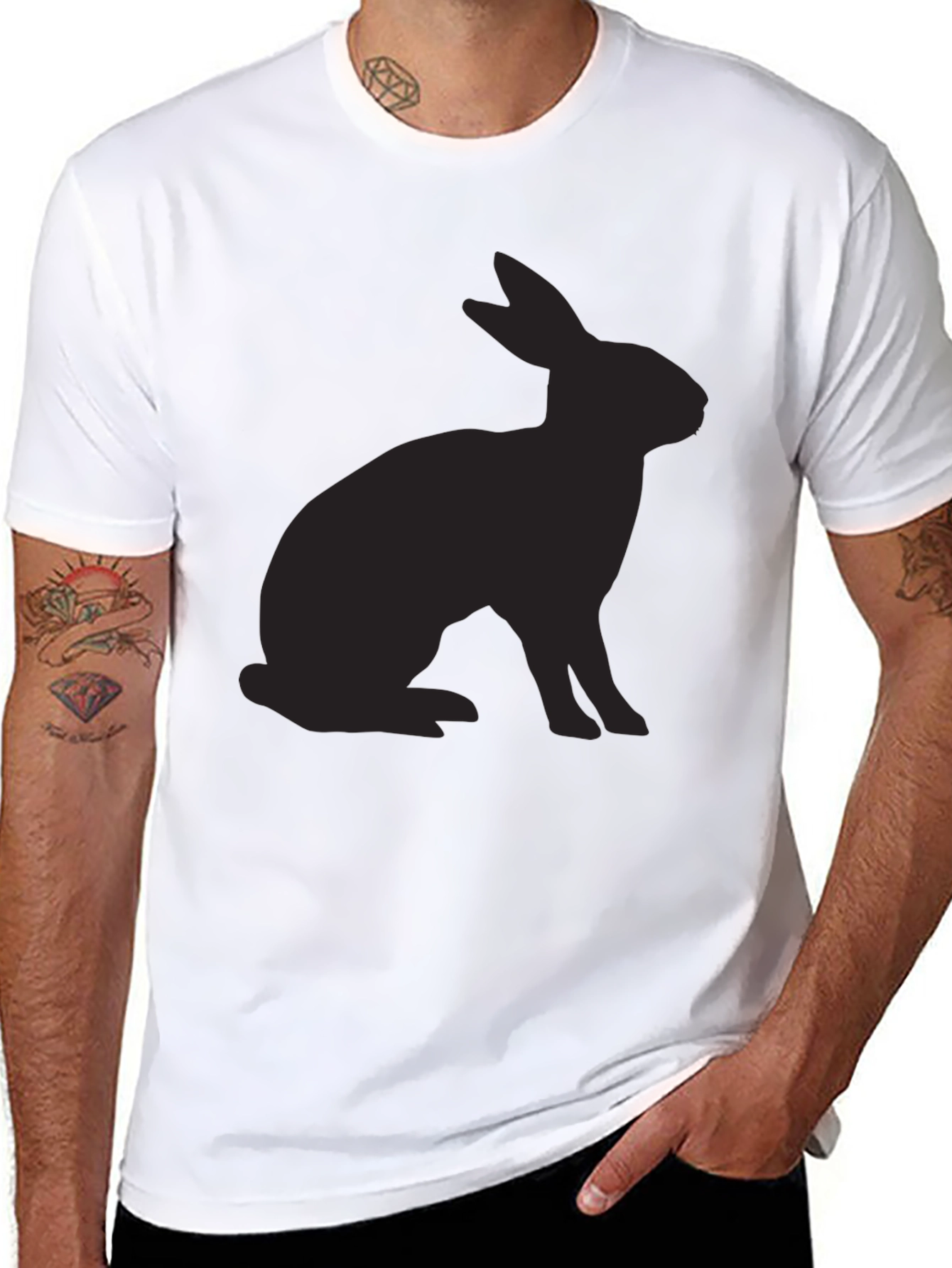 Black Rabbit Silhouette Graphic T-Shirt