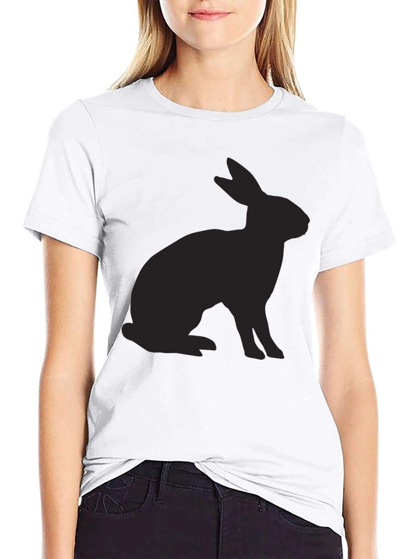Black Rabbit Silhouette Graphic T-Shirt