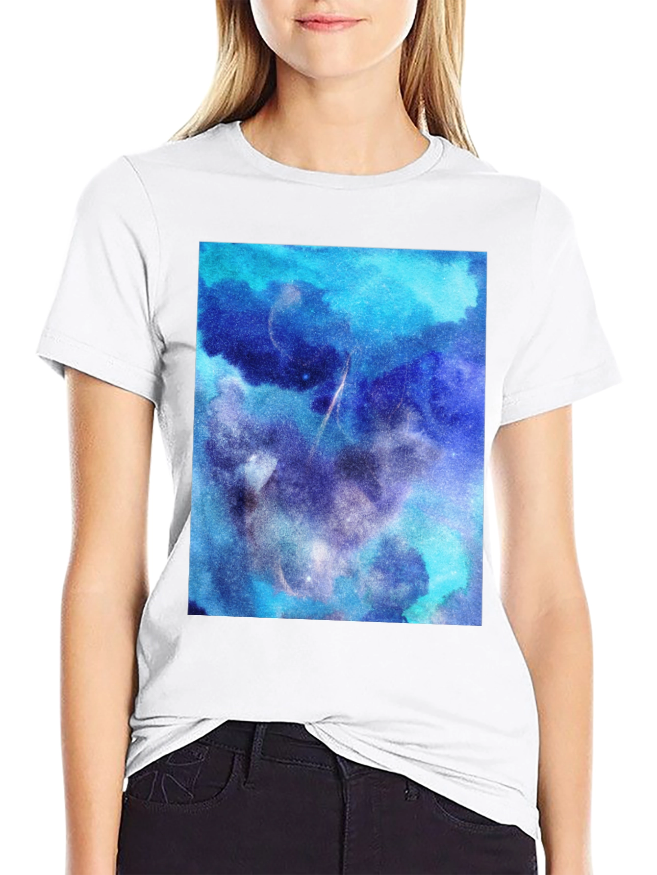Galaxy Print Black T-Shirt - Cosmic Style