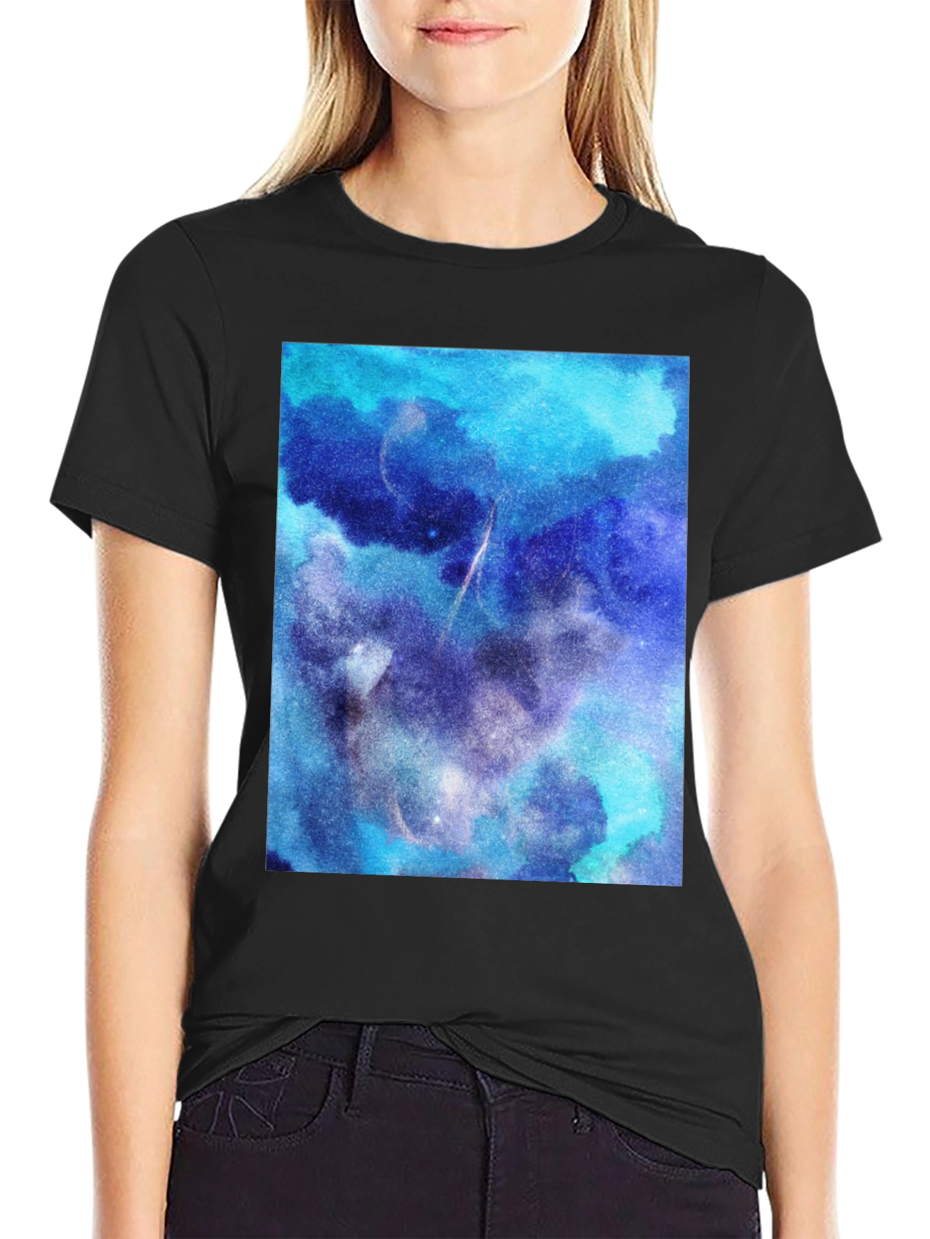 Galaxy Print Black T-Shirt - Cosmic Style