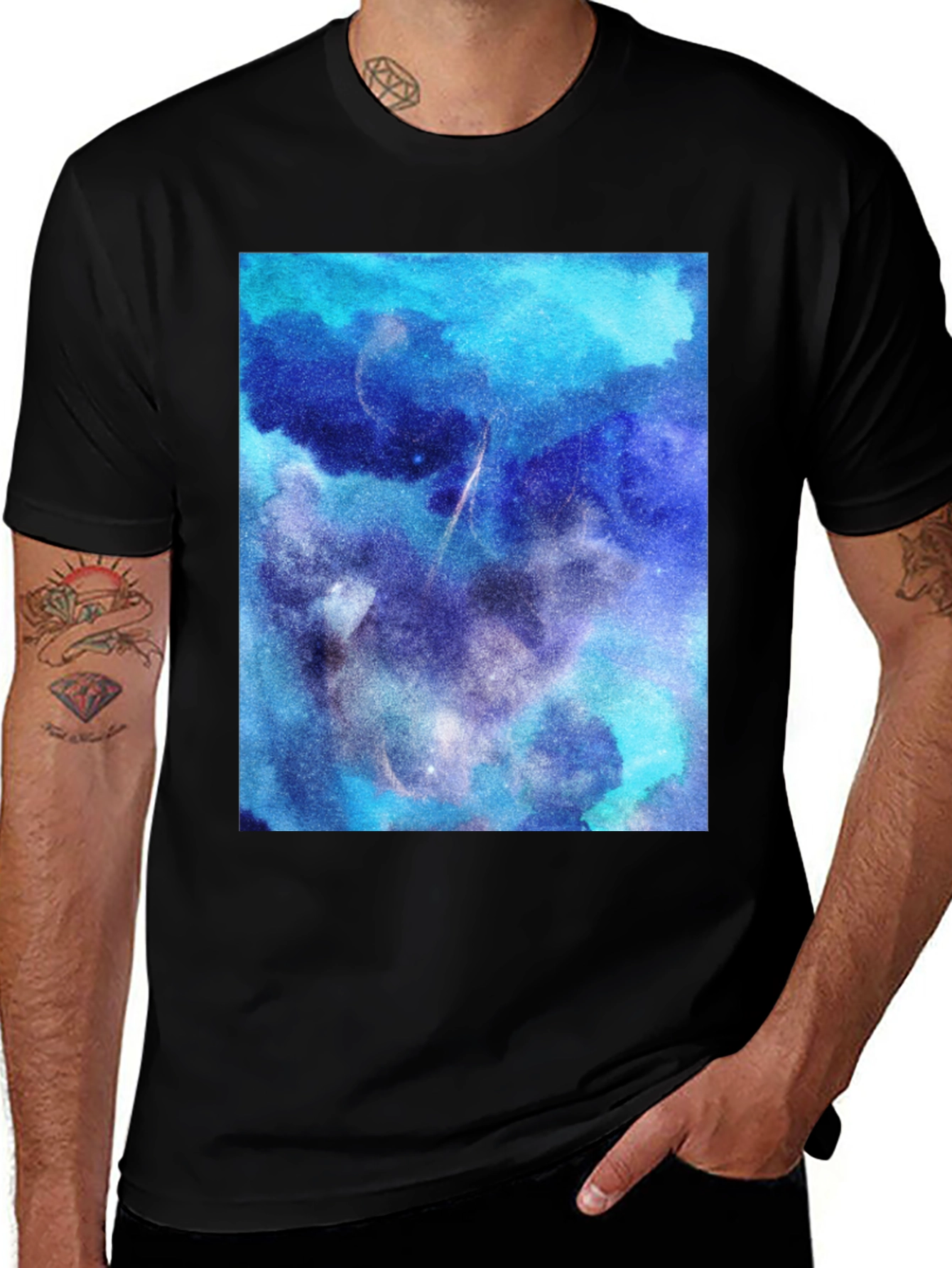 Galaxy Print Black T-Shirt - Cosmic Style