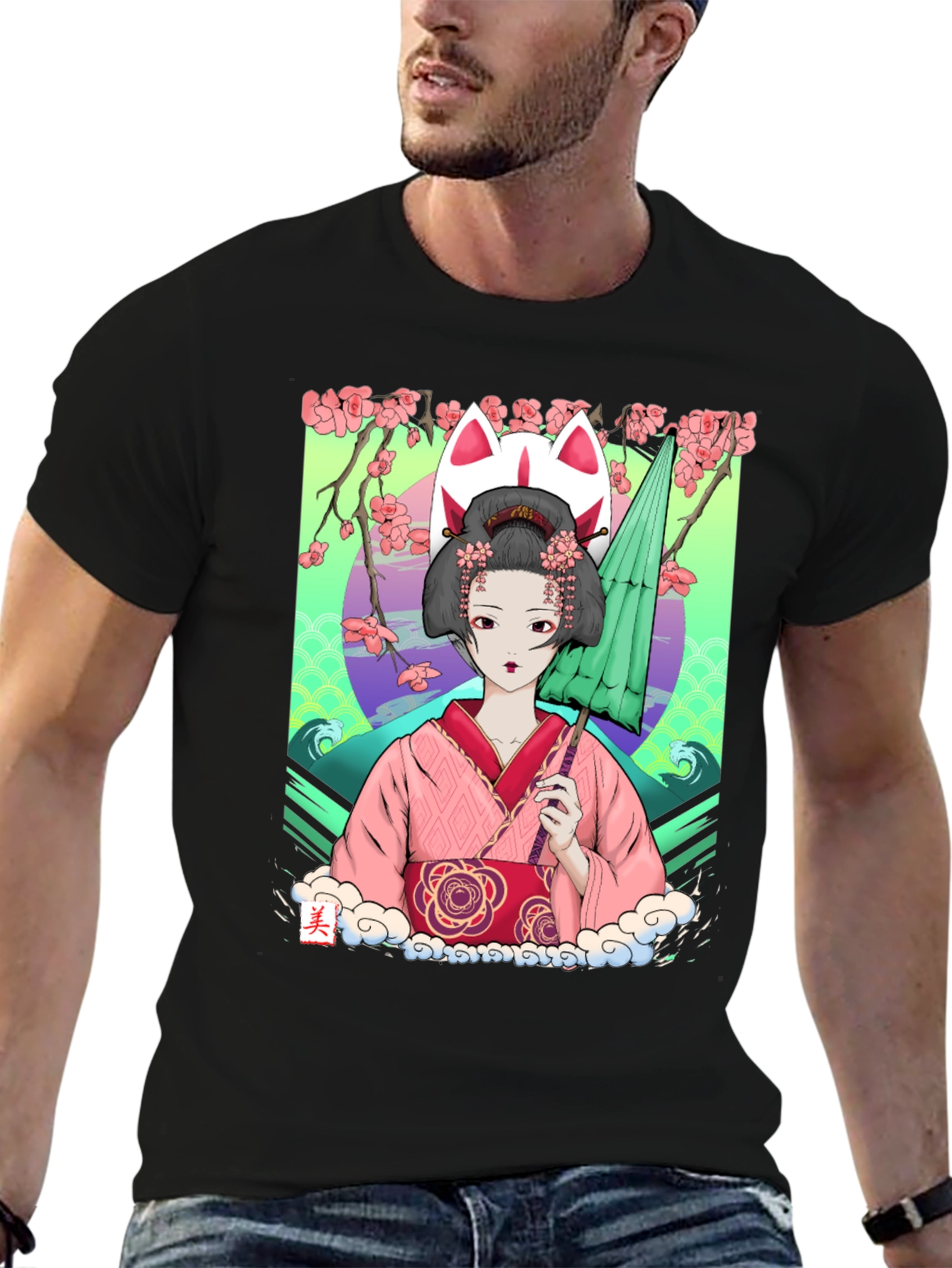 Geisha Girl Graphic Tee - Unique Anime Style