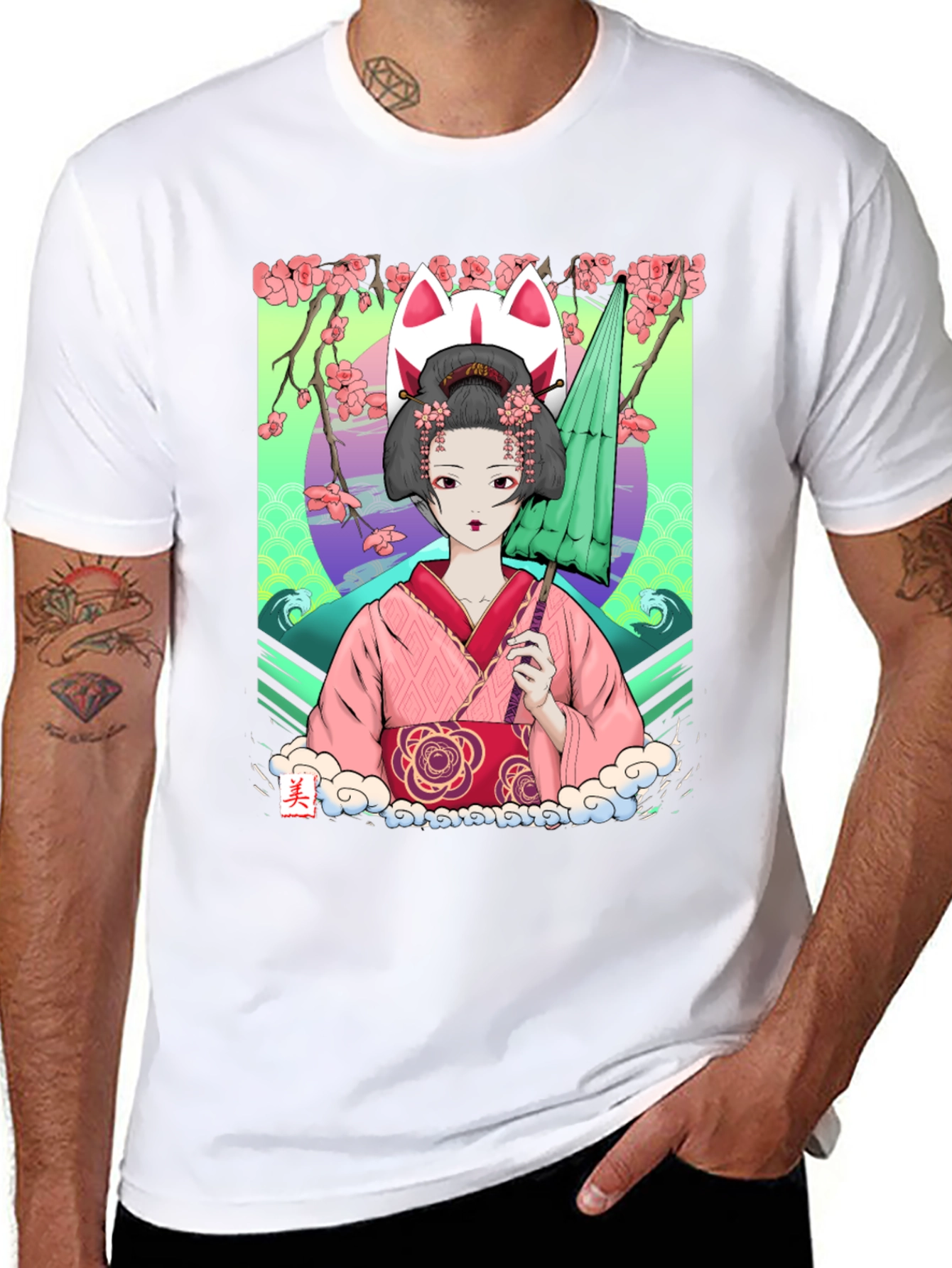Geisha Girl Graphic Tee - Unique Anime Style