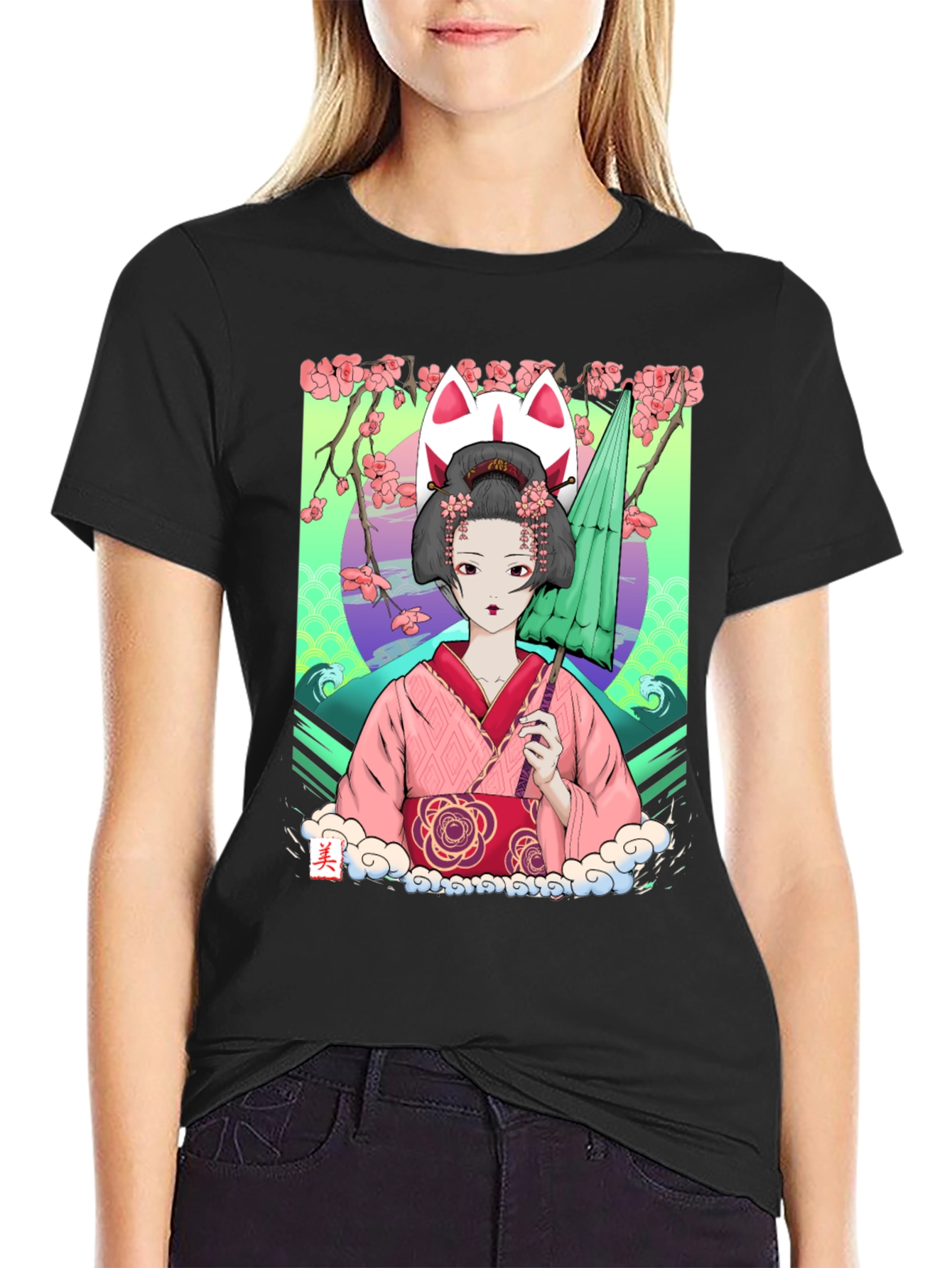 Geisha Girl Graphic Tee - Unique Anime Style