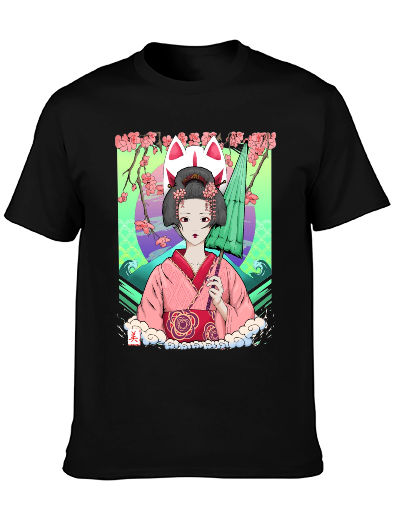 Geisha Girl Graphic Tee - Unique Anime Style