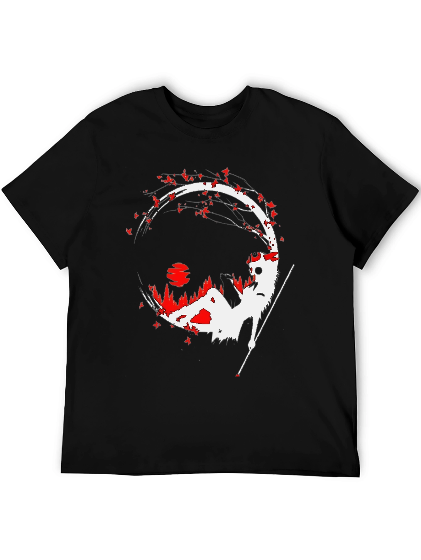 Samurai Silhouette Graphic Tee - Mens Black T-Shirt