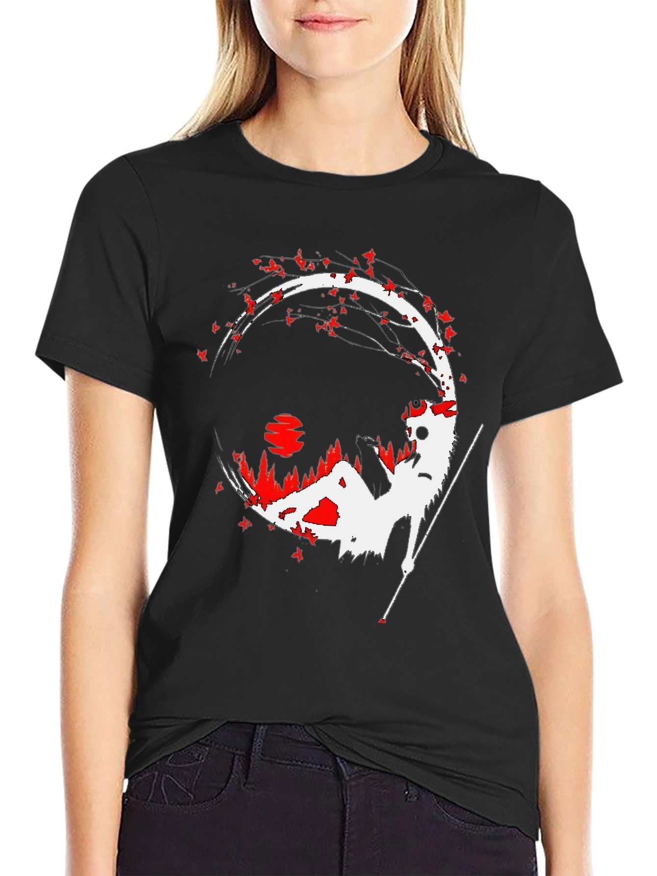 Samurai Silhouette Graphic Tee - Mens Black T-Shirt