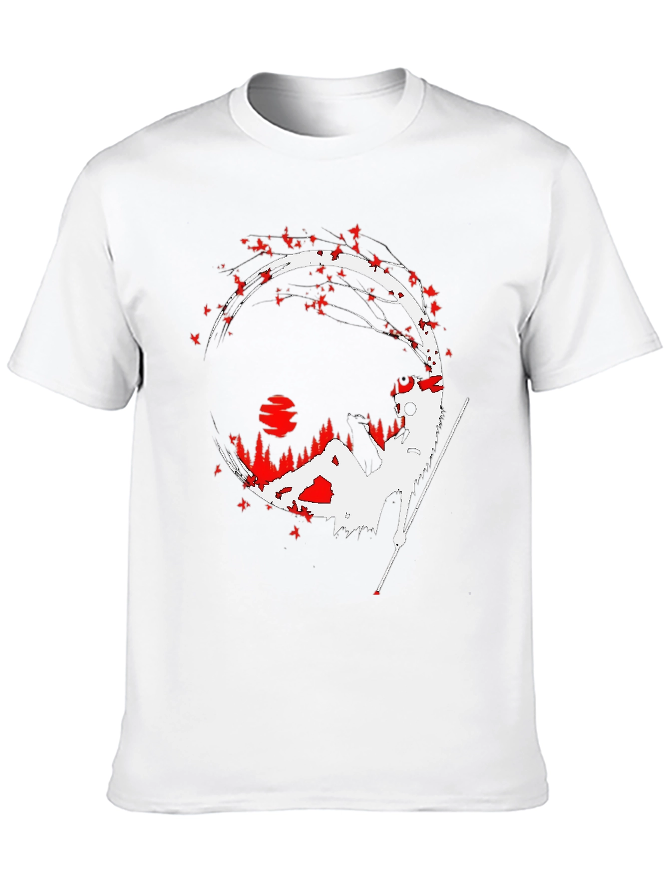 Samurai Silhouette Graphic Tee - Mens Black T-Shirt