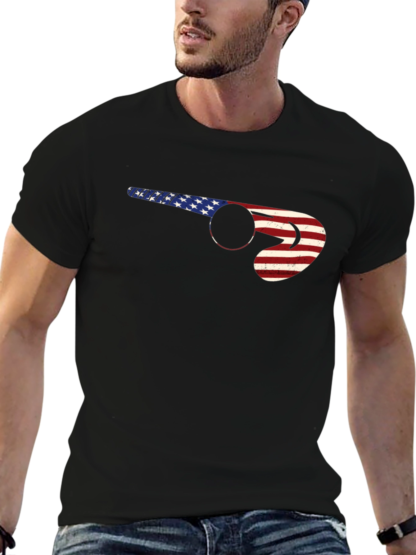 American Flag Hockey Stick T-Shirt