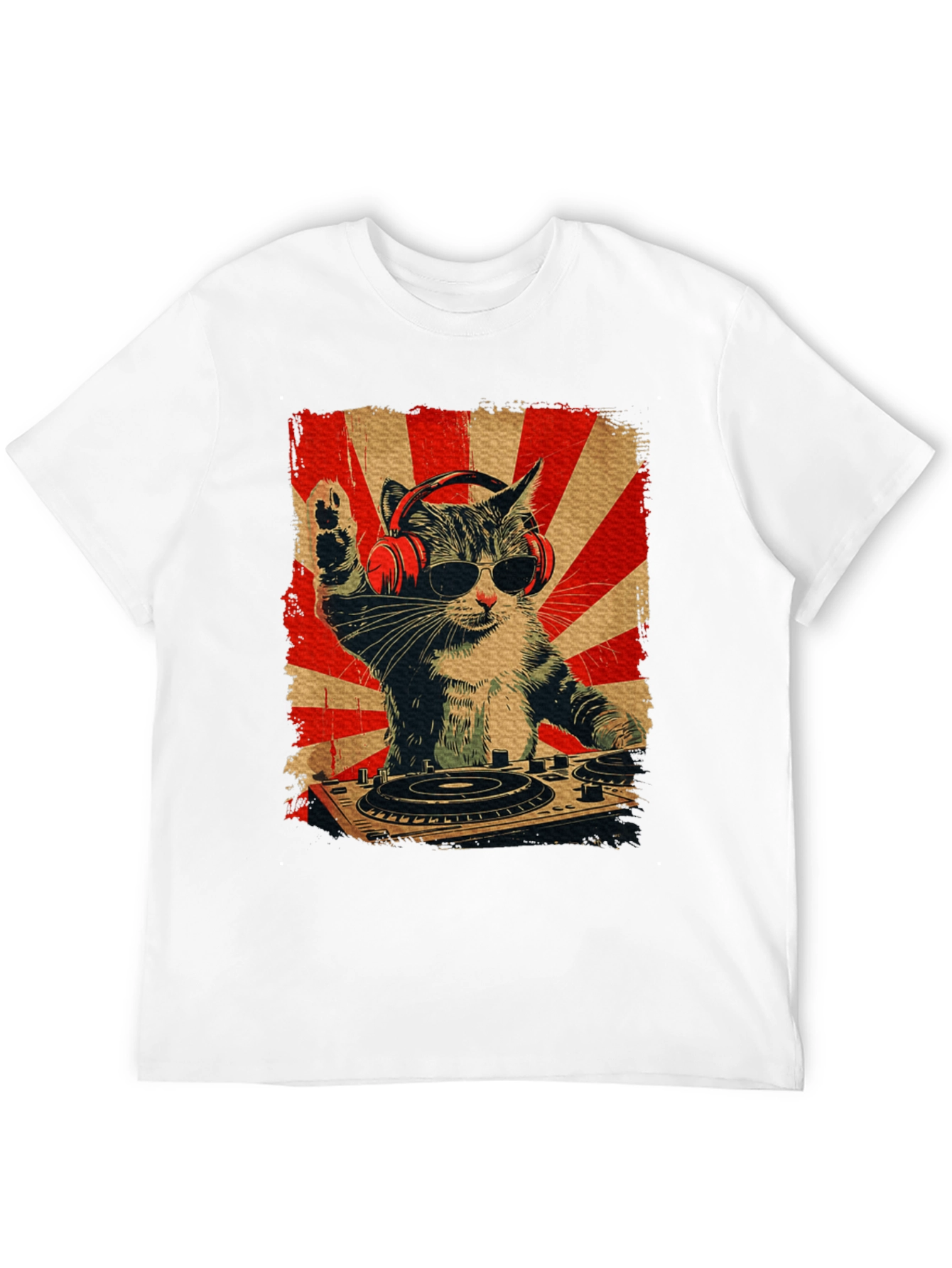 DJ Cat Graphic Tee - Black T-Shirt
