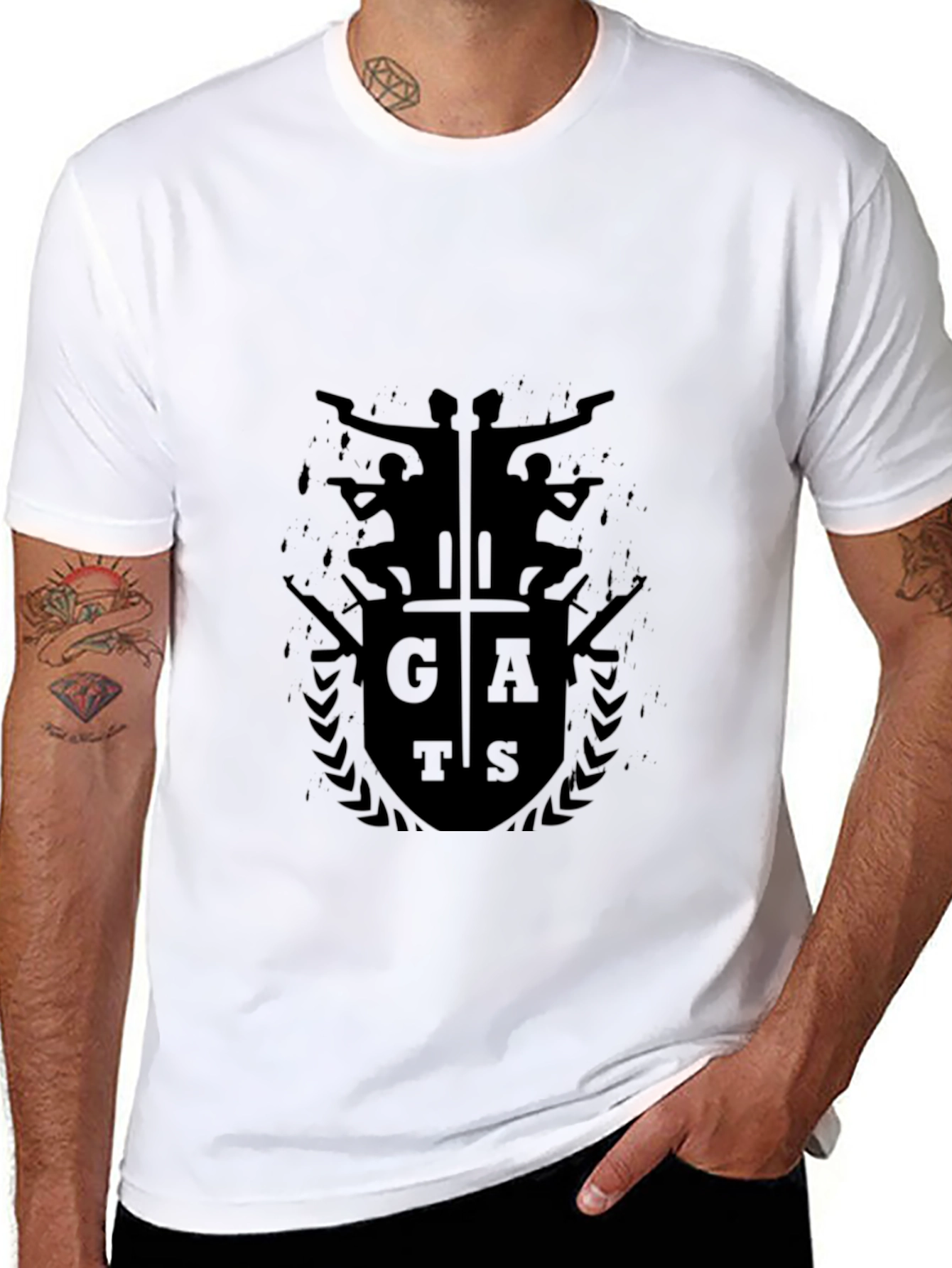 GATS Graphic Print Black T-Shirt for Men