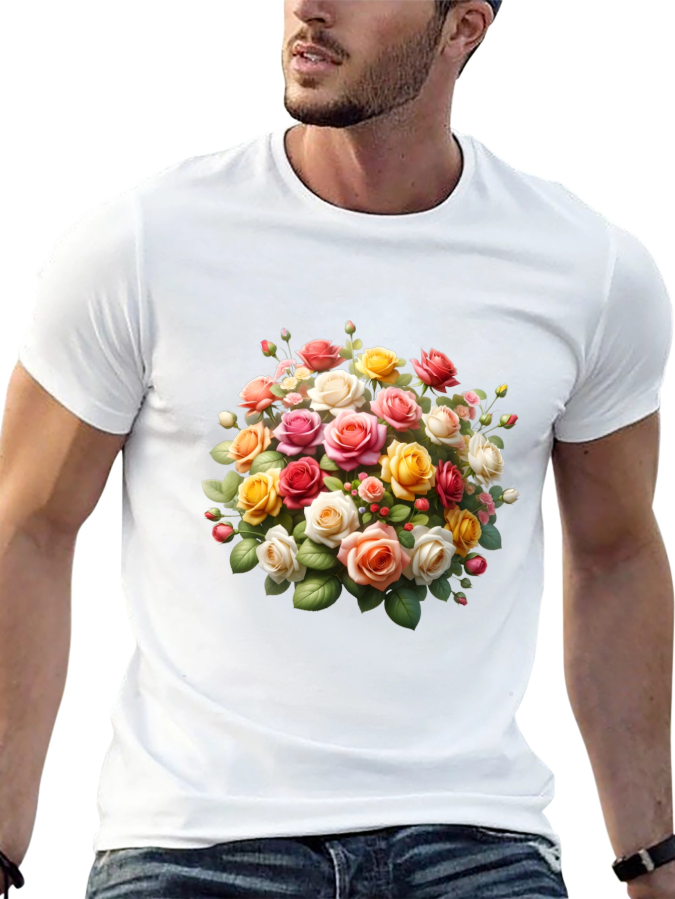 Floral Roses Graphic Black T-Shirt