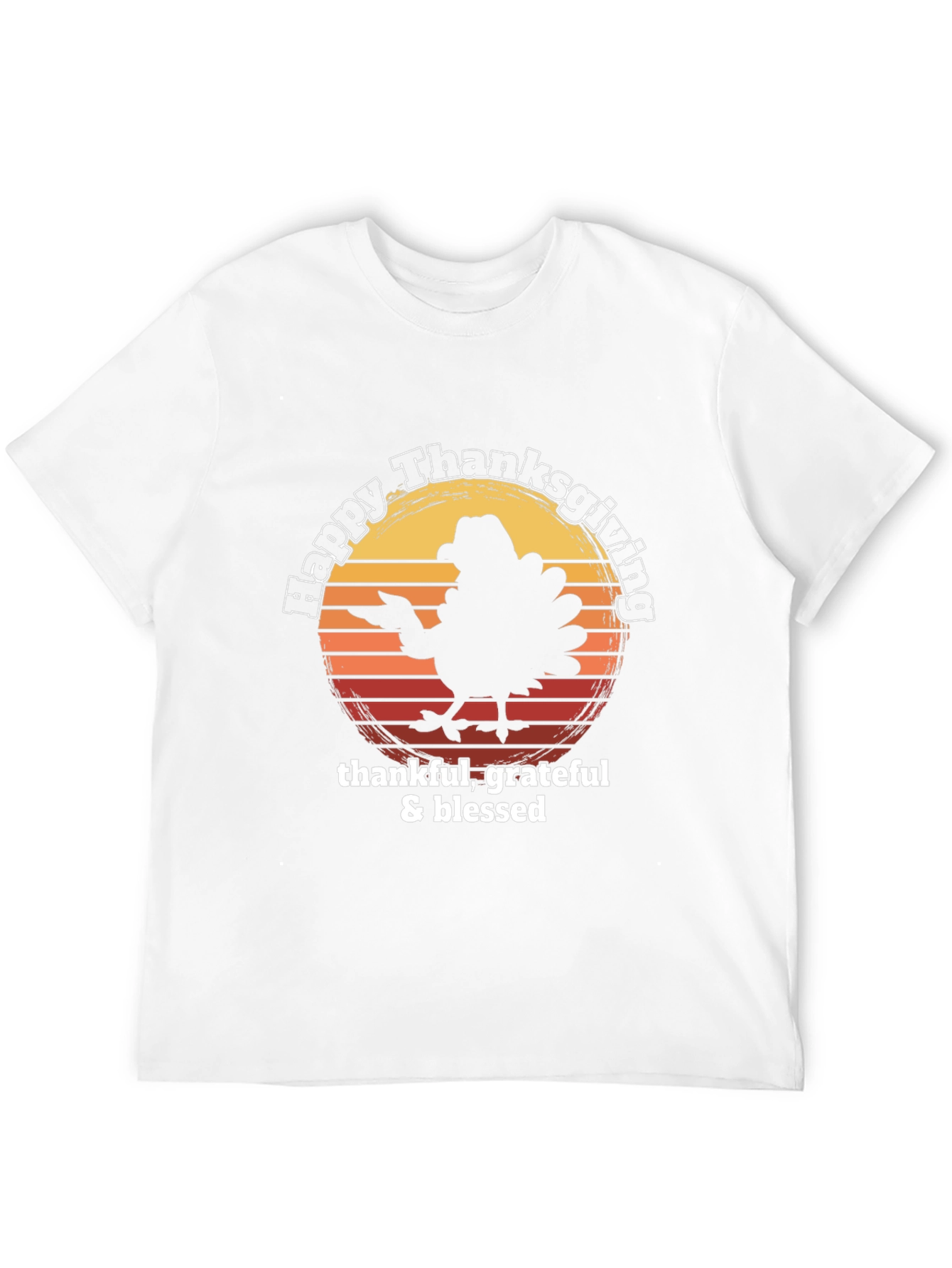 Happy Thanksgiving Turkey T-Shirt - Thankful Grateful Blessed