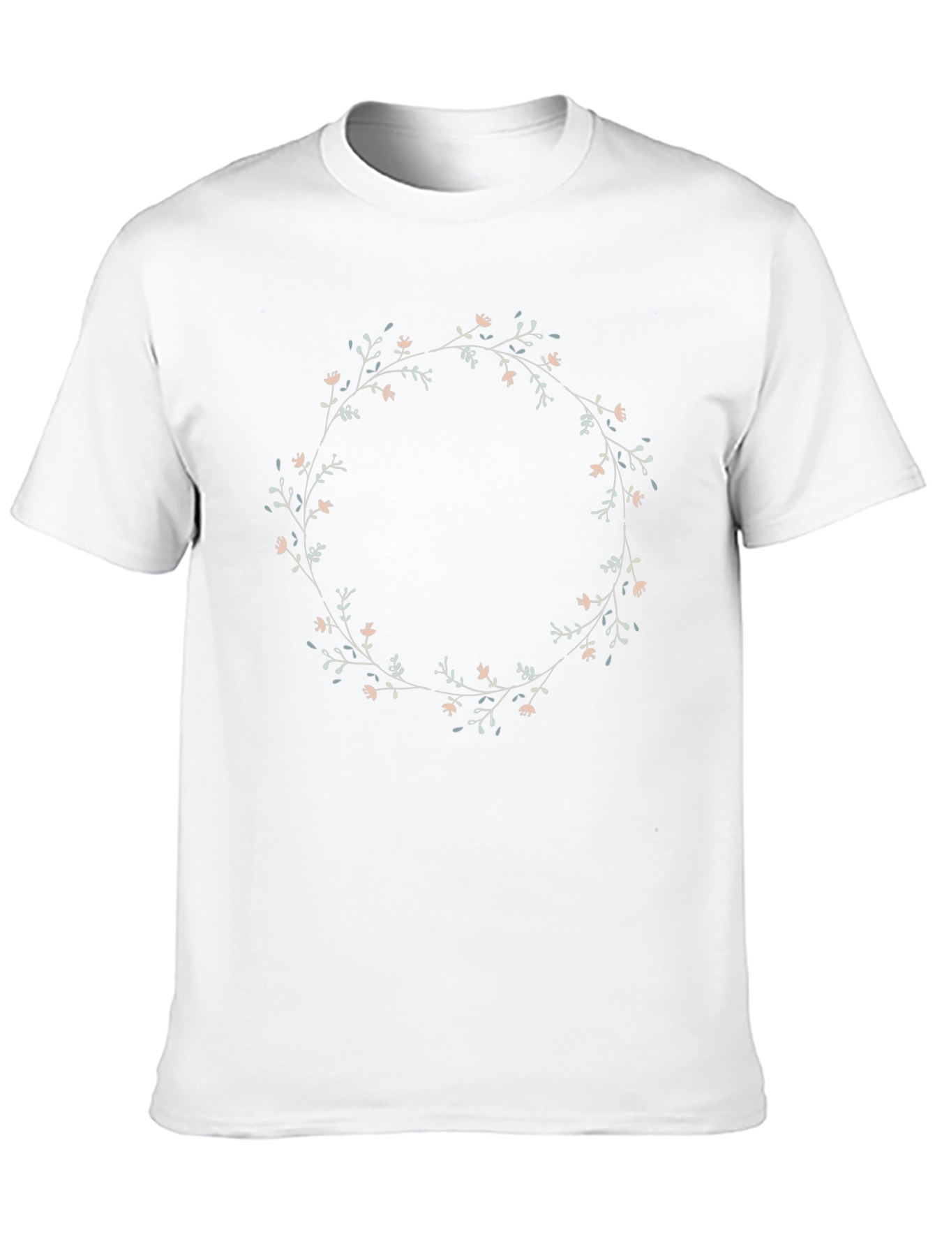 Floral Wreath Graphic Tee - Black Cotton Blend