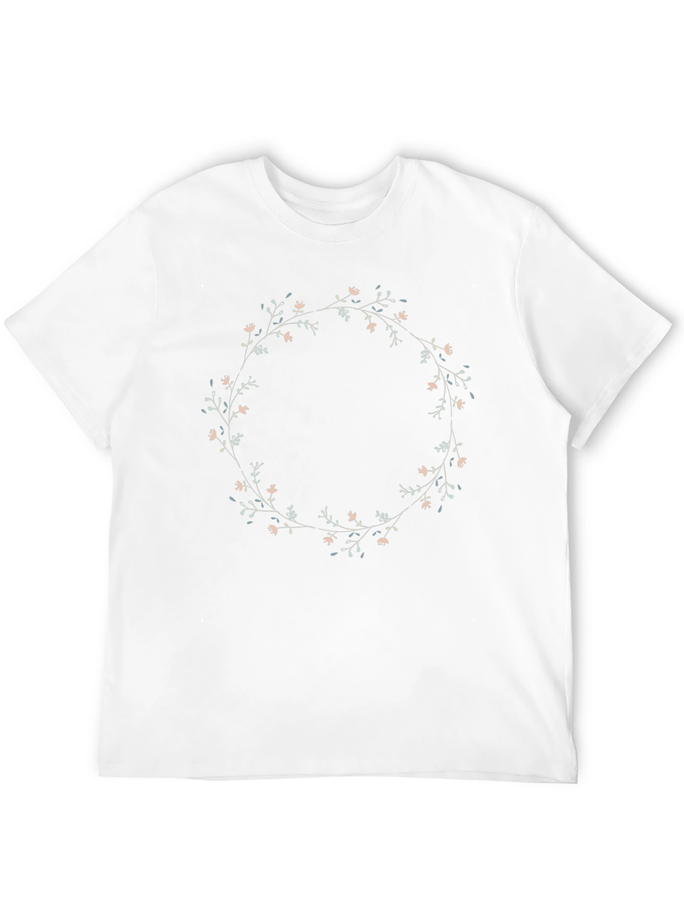 Floral Wreath Graphic Tee - Black Cotton Blend
