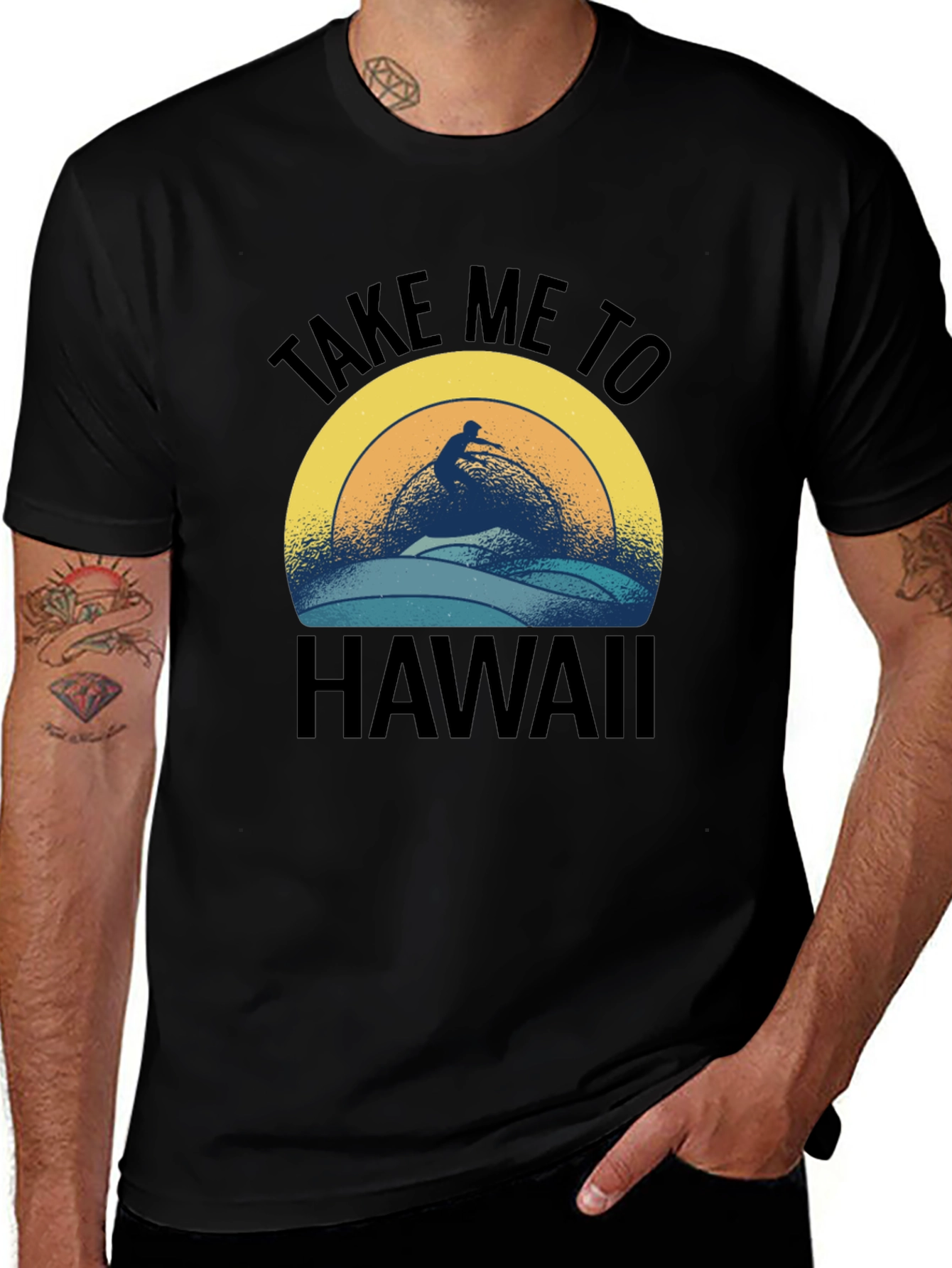 Take Me To Hawaii Surfer Graphic T-Shirt