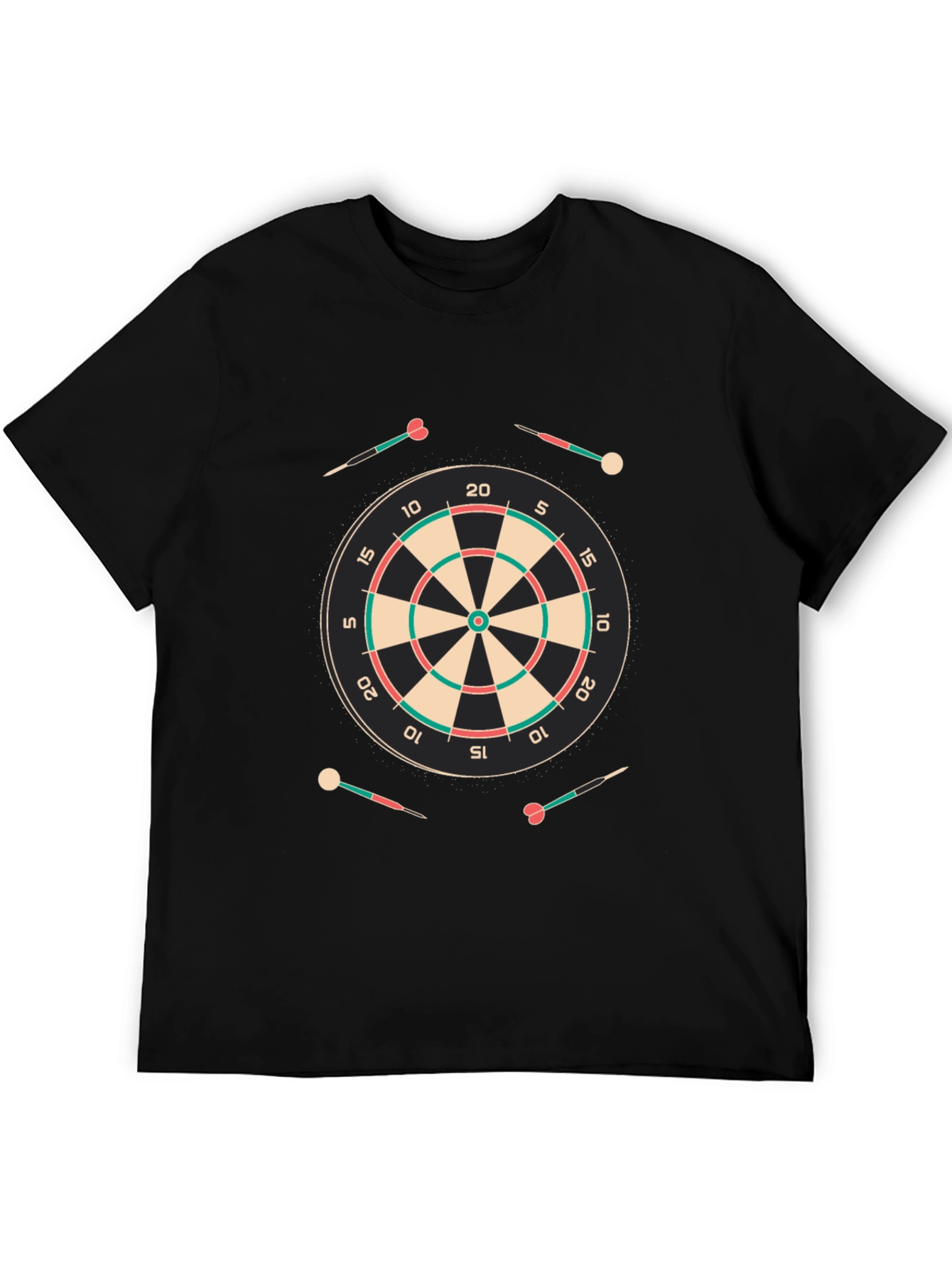 Darts T-Shirt: Black Tee with Dartboard Design