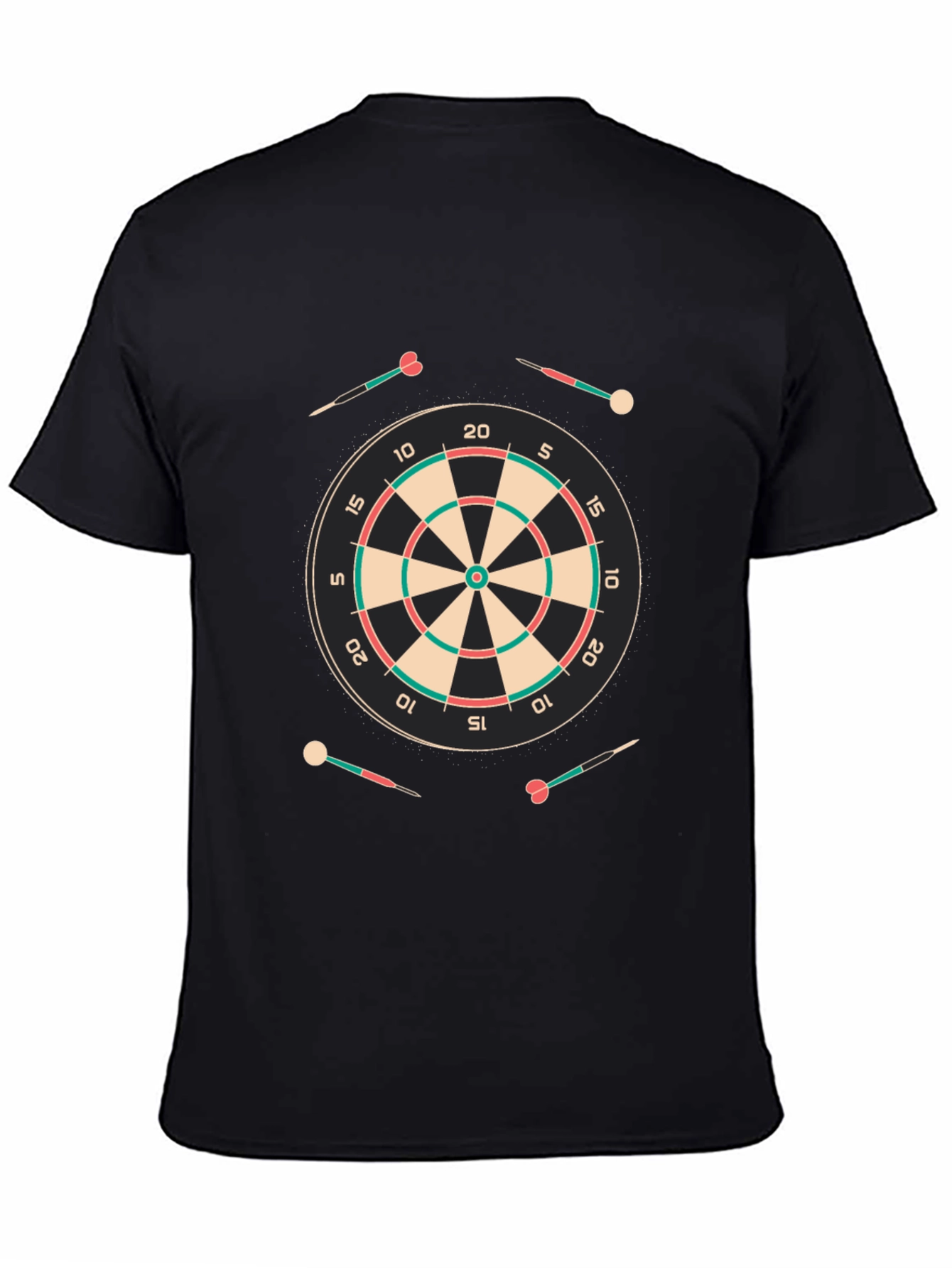 Darts T-Shirt: Black Tee with Dartboard Design