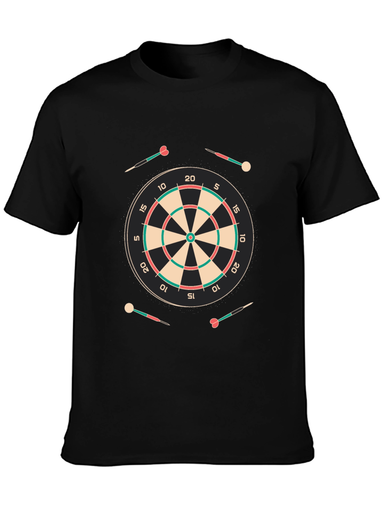 Darts T-Shirt: Black Tee with Dartboard Design