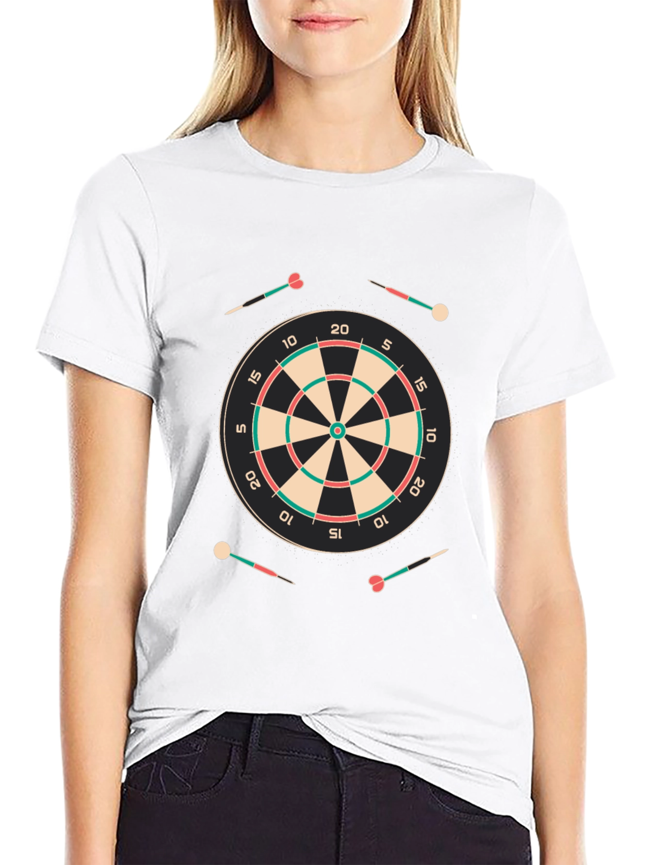 Darts T-Shirt: Black Tee with Dartboard Design