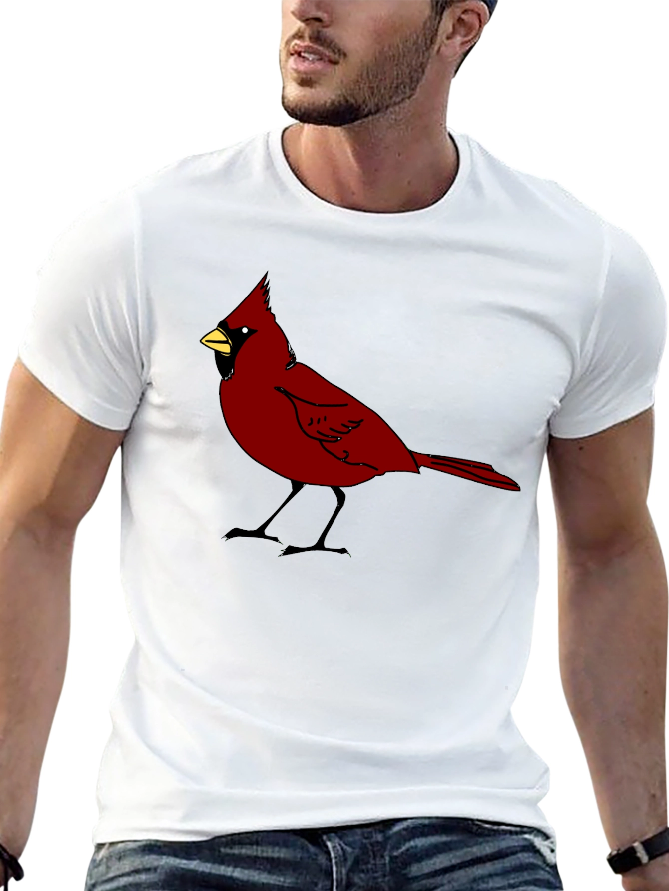 Cardinal Bird Graphic Tee - Black Cotton T-Shirt