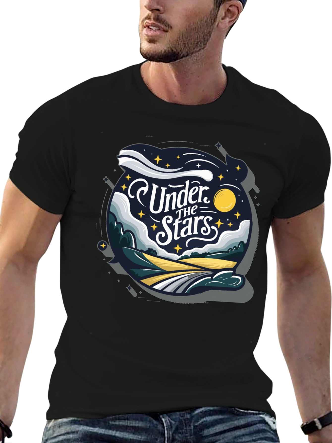 Under The Stars Graphic T-Shirt - Black